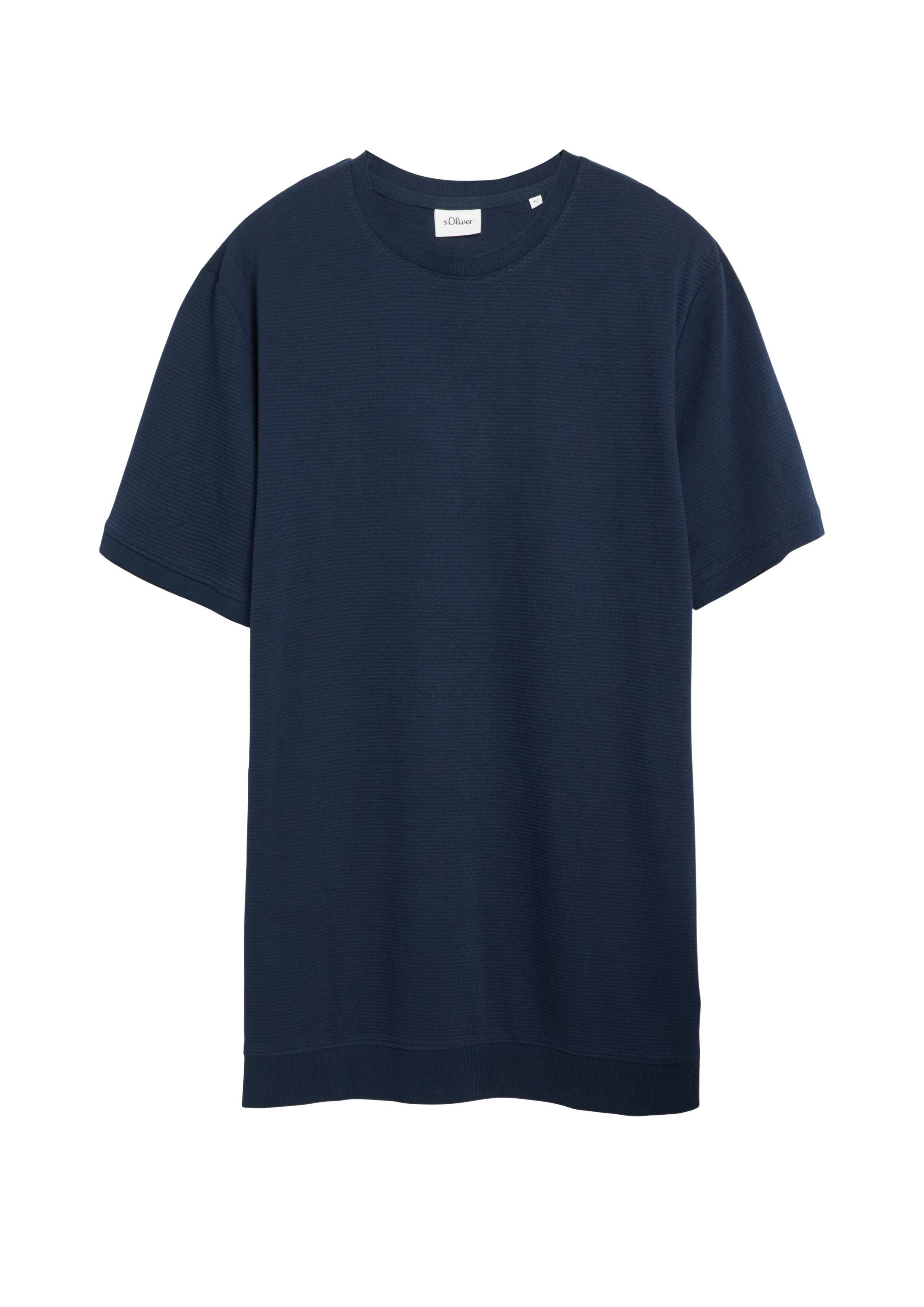 s.Oliver Kurzarmshirt T-Shirt Strukturiertes T-Shirt mit Bündchen