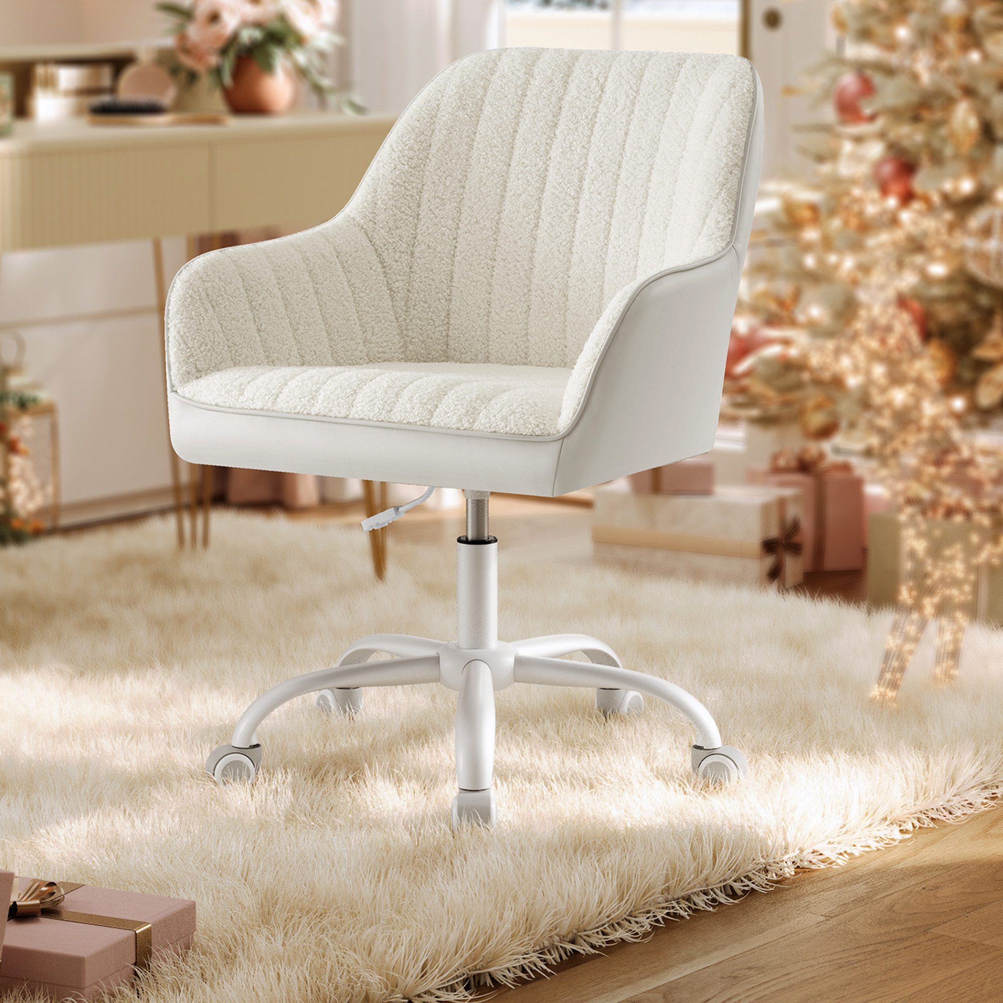 SONGMICS Bürostuhl Schminkstuhl, Homeoffice Stuhl, höhenverstellbar, Breite 62 cm, Schreibtischstuhl
