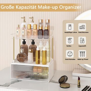 DOPWii Make-Up Organizer Badezimmer-Kosmetik-Aufbewahrungsbox, Aufbewahrungsbox für die, Arbeitsplatte, große Hautpflege-Aufbewahrungsbox mit 2 Schubladen