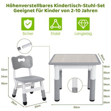 Femor Kindersitzgruppe, (3-tlg), Kindertisch mit 2 Stühlen, Plastik Kindermöbel, Höhenverstellbar