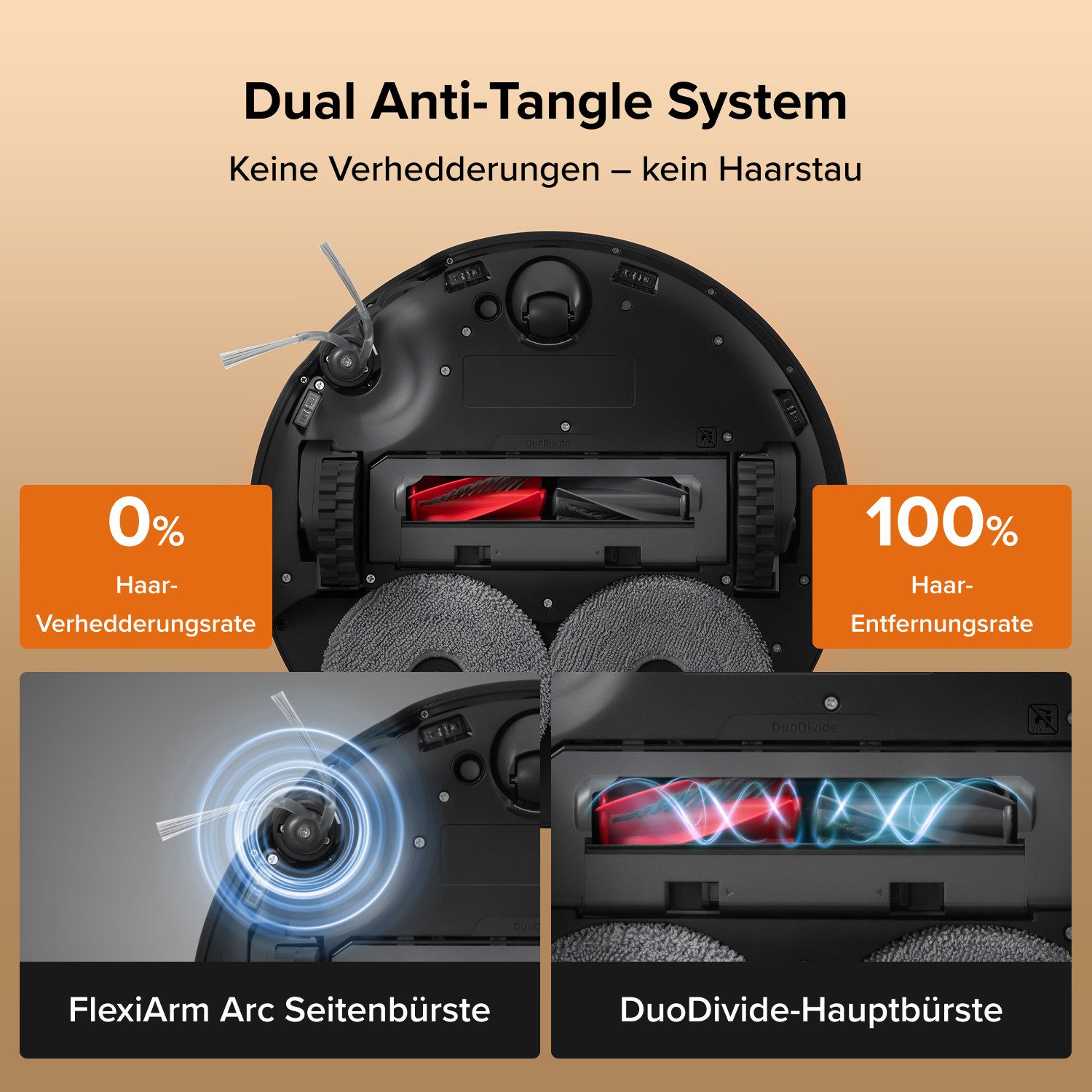Roborock Saugroboter mit Wischfunktion Qrevo Edge 2, Dual Anti-Tangle System, 25.000 Pa schwarz