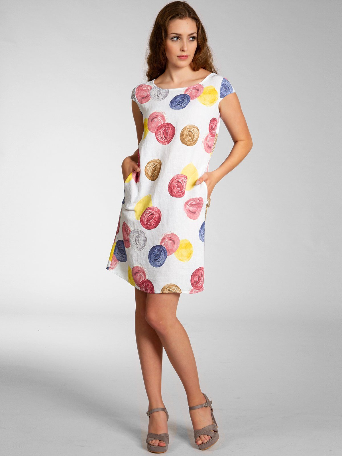 Caspar Sommerkleid SKL033 leichtes knielanges Damen Sommer Leinenkleid mit günstig online kaufen