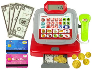 LEAN Toys Kinder-Küchenset Registrierkasse Trolley Set Einkaufswagen Scanner Sound Geld Spielzeug