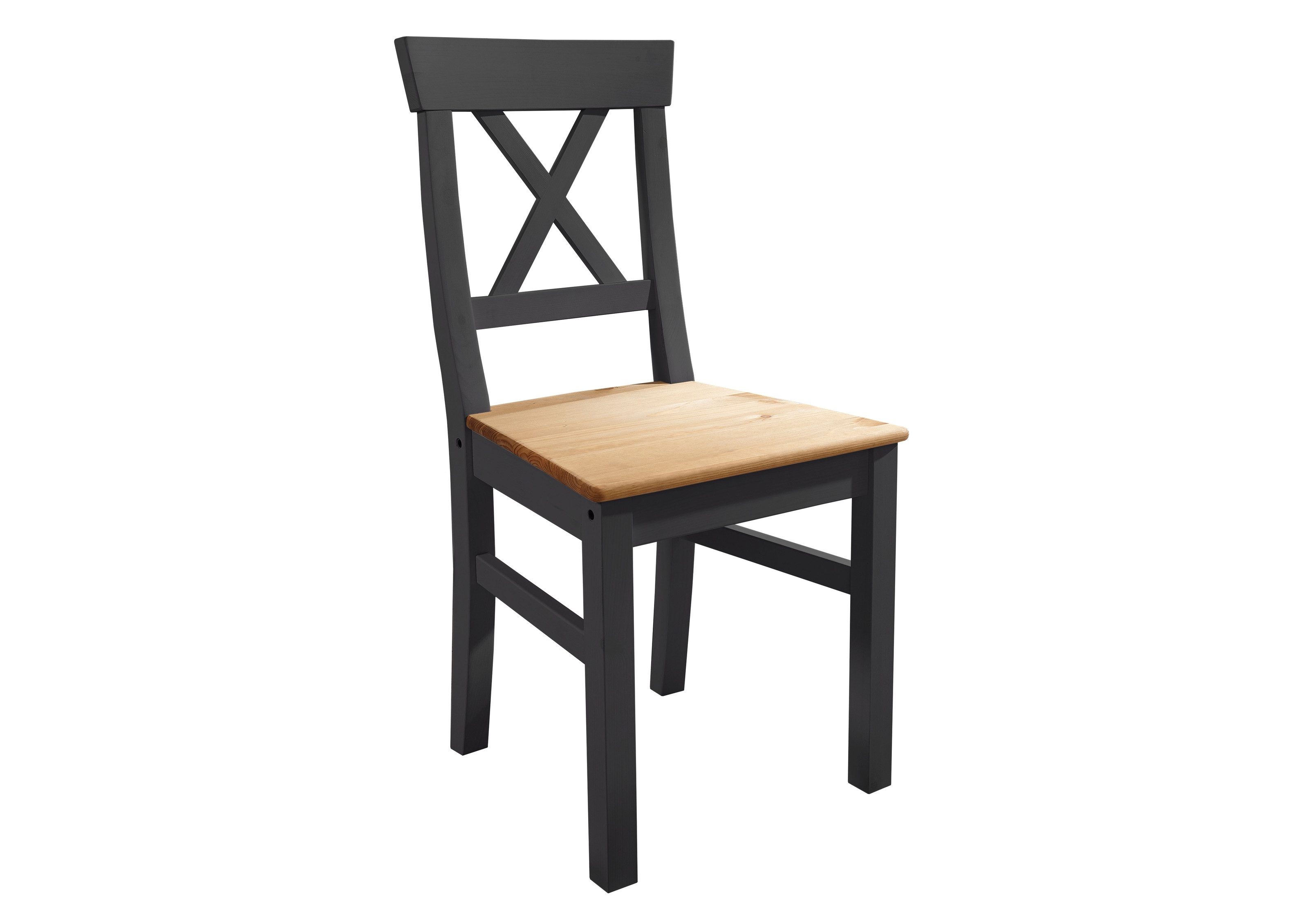 Lebenswert Holzstuhl WZ-0133 (BxHxT: 49x91x49 cm), aus Kiefer massiv in grau mit Absetzungen in eichefarbig