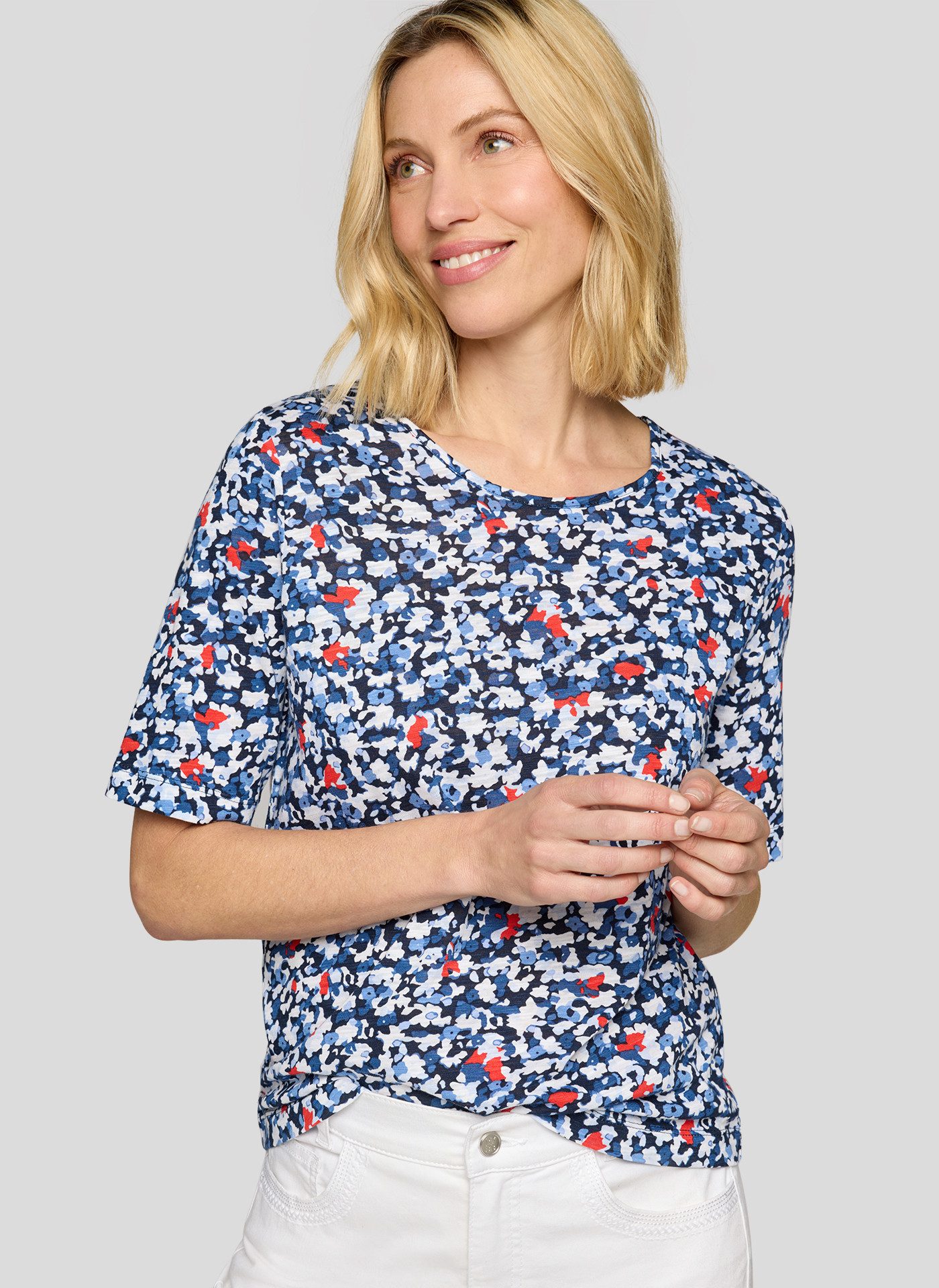 Rabe T-Shirt gemustert und mit Viskose günstig online kaufen