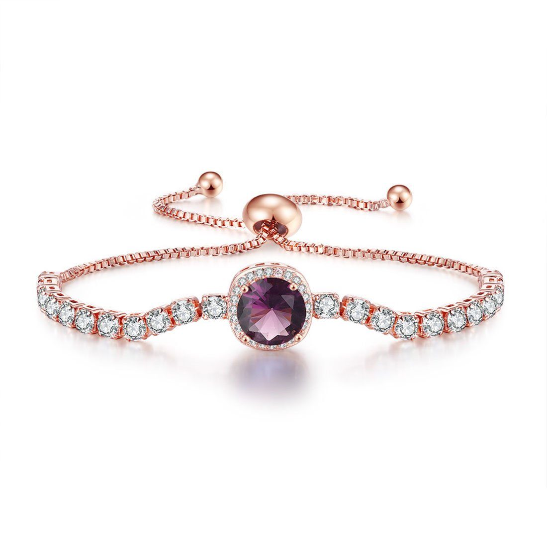 CTGtree Roségold Armband Rosegold Kristall 8-24cm Violett Frauen Bettelarmband Gold Zirkonia