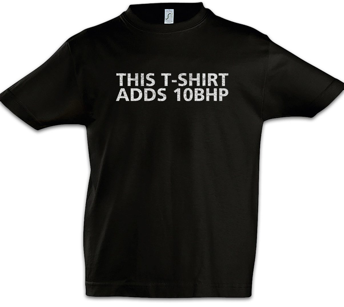Print-Shirt This Adds 10 BHP II Kinder T-Shirt Race Racing Car Auto Driver Racer