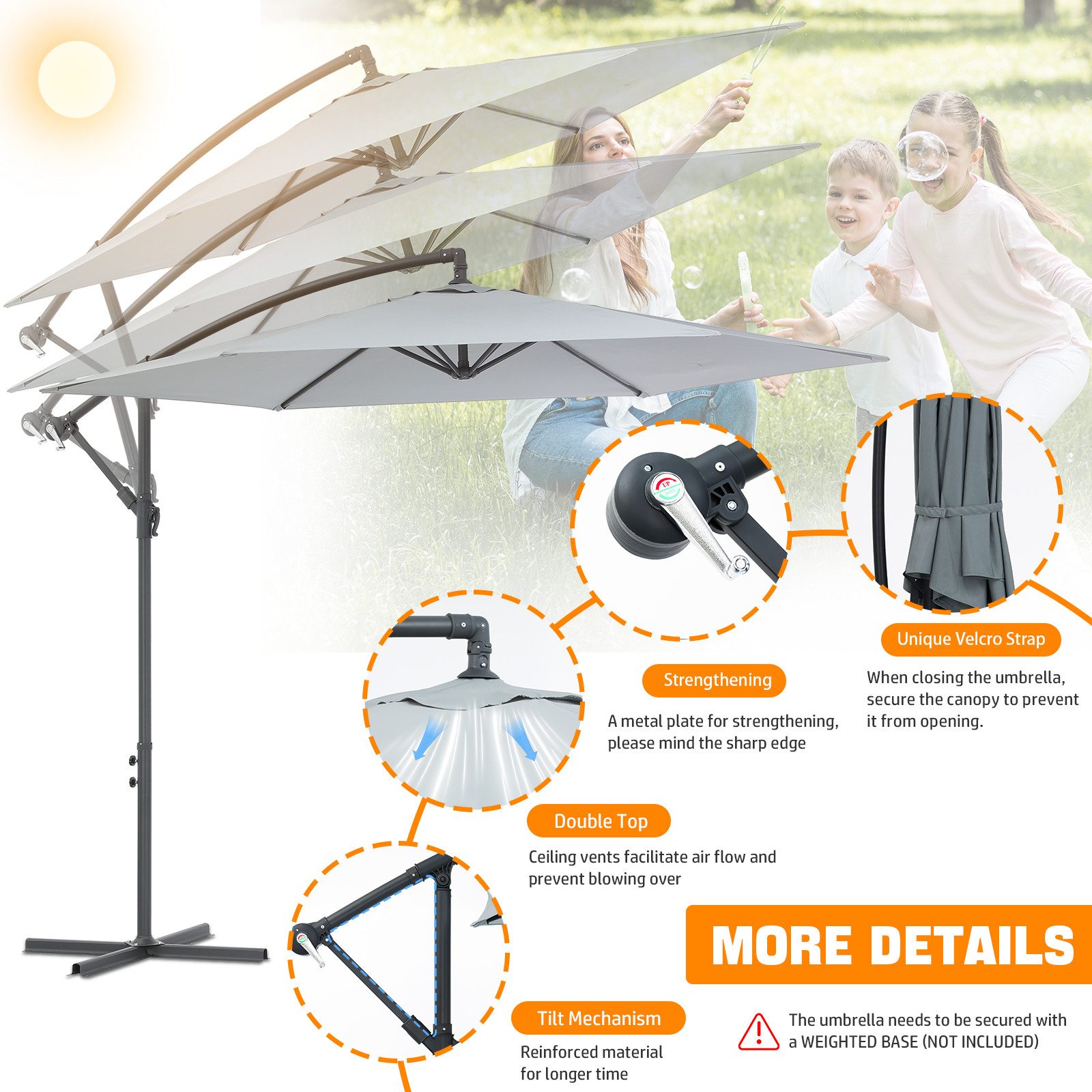 LETGOSPT Sonnenschirm Gartenschirm Ø300cm Sonnenschirm mit günstig online kaufen