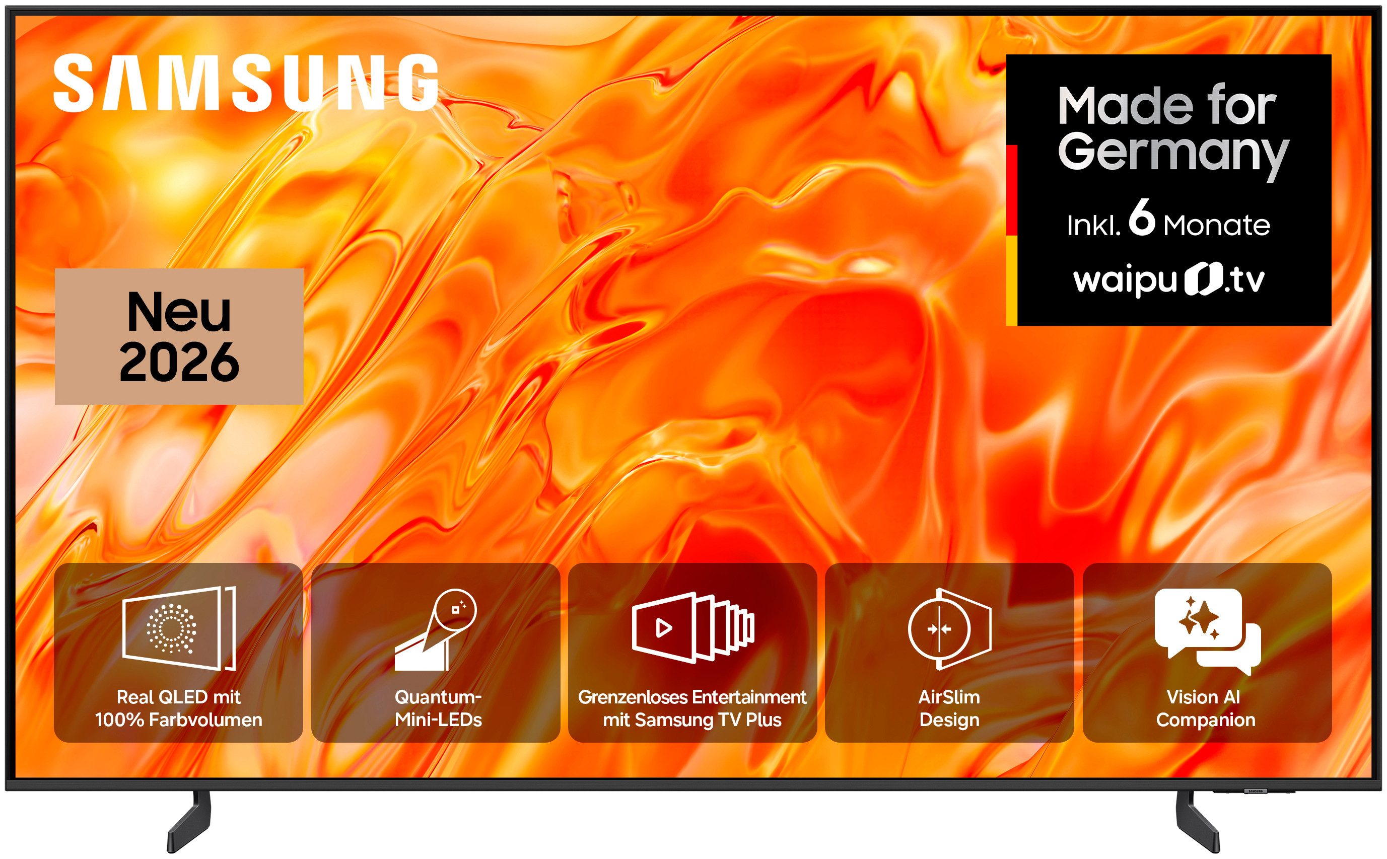 Samsung GQ55QN70HAU QLED-Fernseher (138 cm/55 Zoll, 4K Ultra HD, Smart-TV, Real QLED, Quantum-Mini-LEDs, Gaming Hub mit 144 Hz, Adaptive Sound)