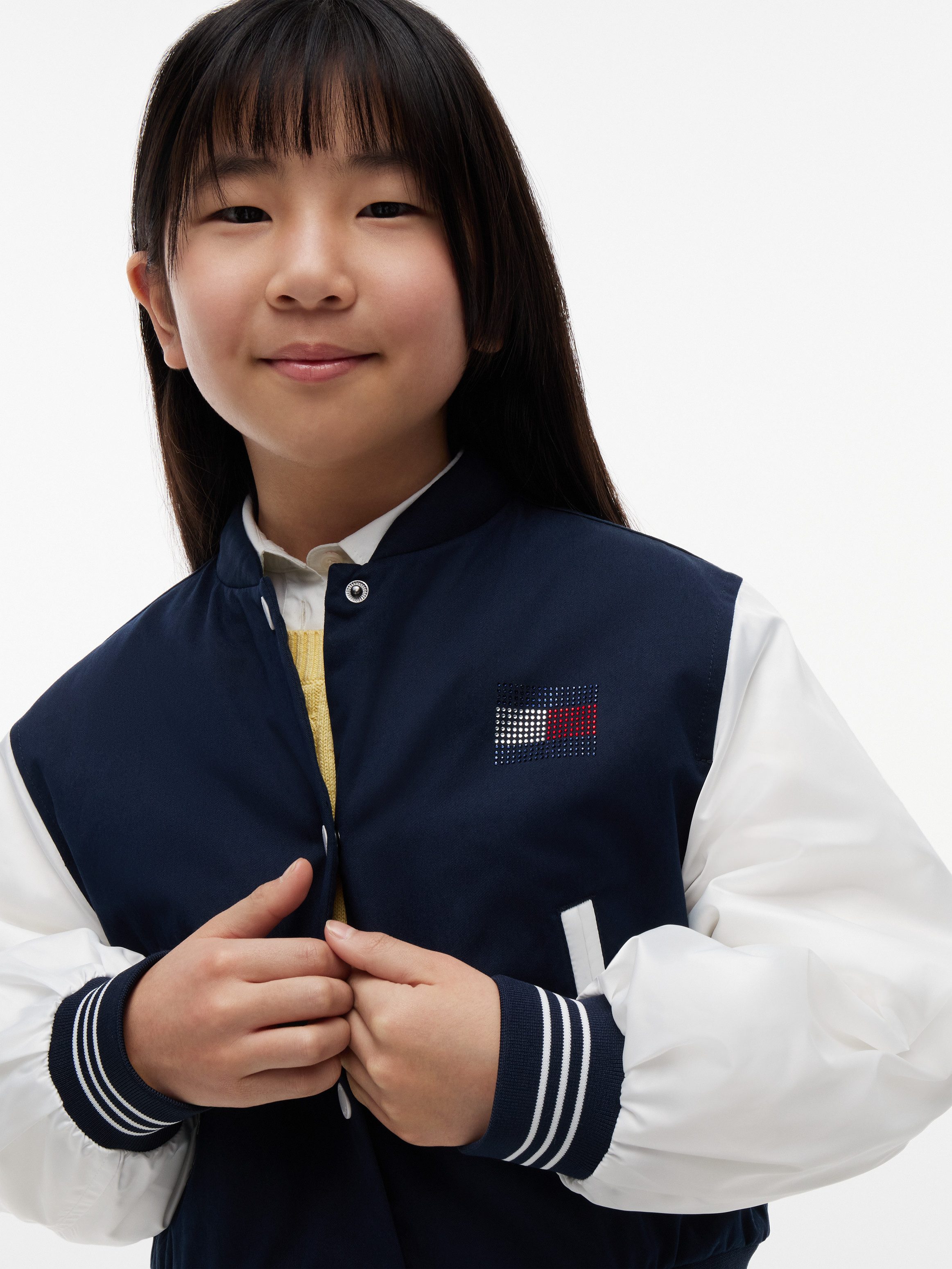 Tommy Hilfiger Bomberjacke Glitzer-Logo, Kinder bis 16 Jahre, Baumwoll-Mix