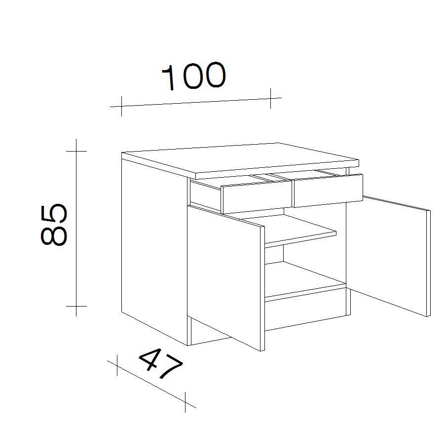 (B 50 T) x Stauraum für x x x Unterschrank 85 100 Bergen Flex-Well viel cm, H