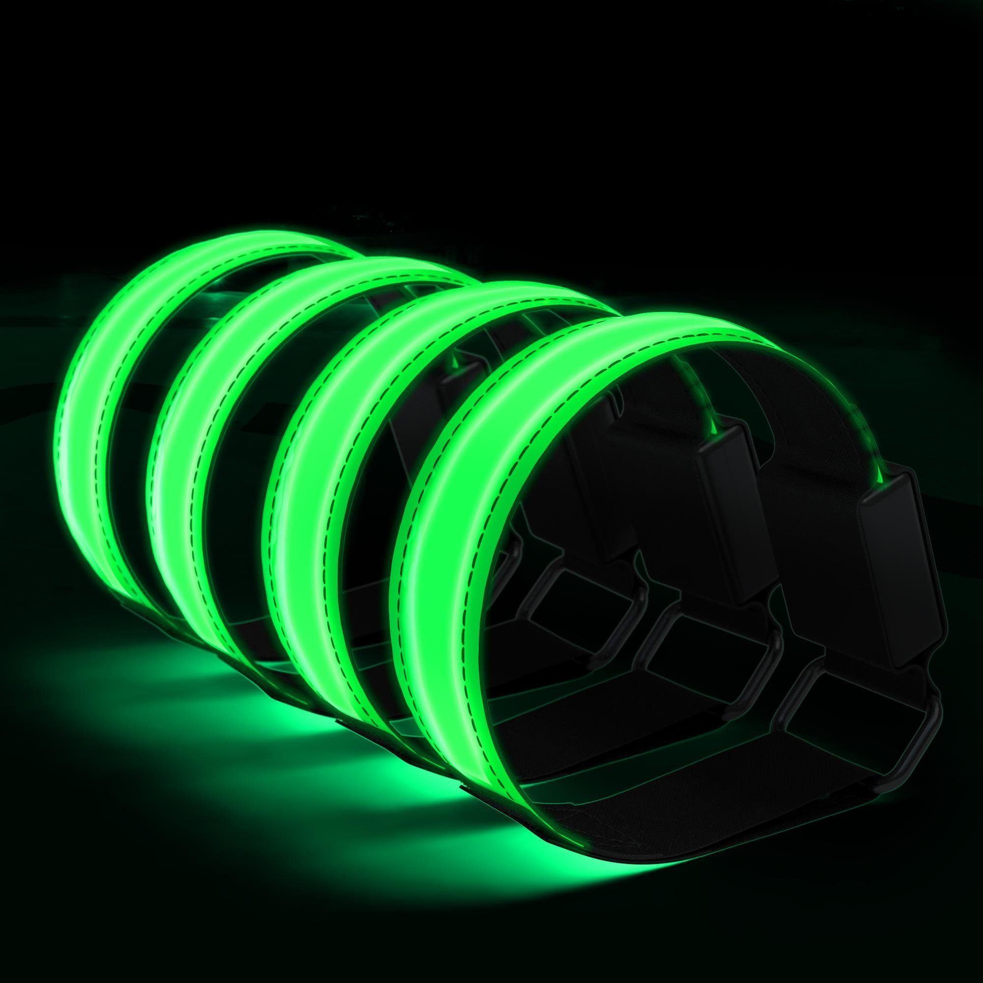 EAZY CASE Fahrradreflektor 4er Set Reflektor Flash Armband, Armband LED Licht Reflektor Armband Reflektoren Kind Hund Fuß Grün