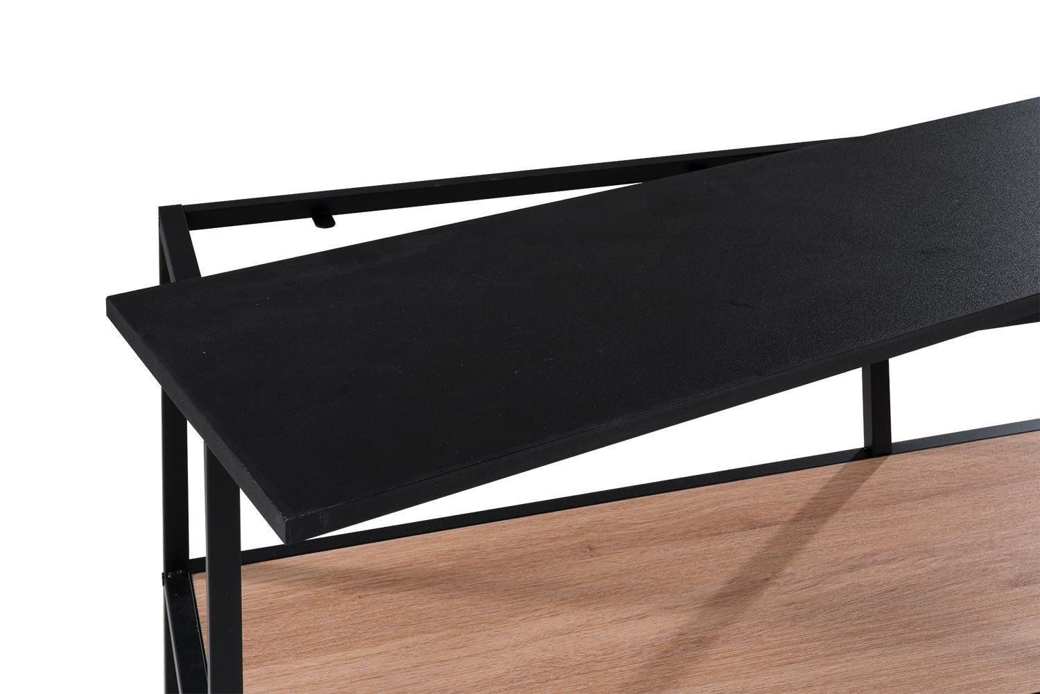 casa NOVA Regal RAMON, 3 Fächer, Eiche Dekor, Schwarz, Metall, B 120 x H 80 x T 34 cm