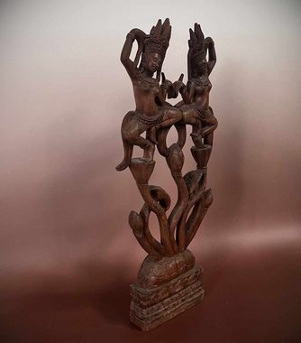 Asien LifeStyle Buddhafigur Apsara Holz Figur Wandbild Tempeltänzer