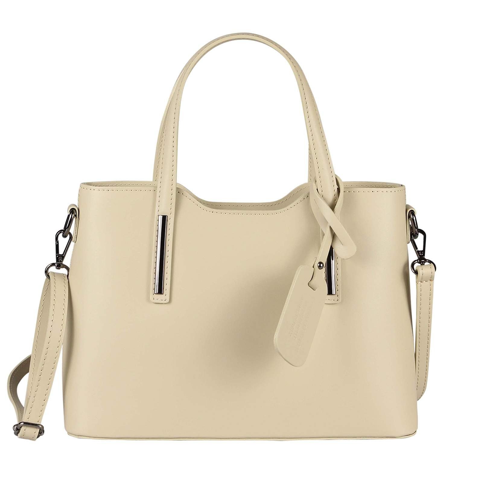 Schultertasche Made in Italy Damen echt Leder Henkeltasche Shopper Lederhandtasche