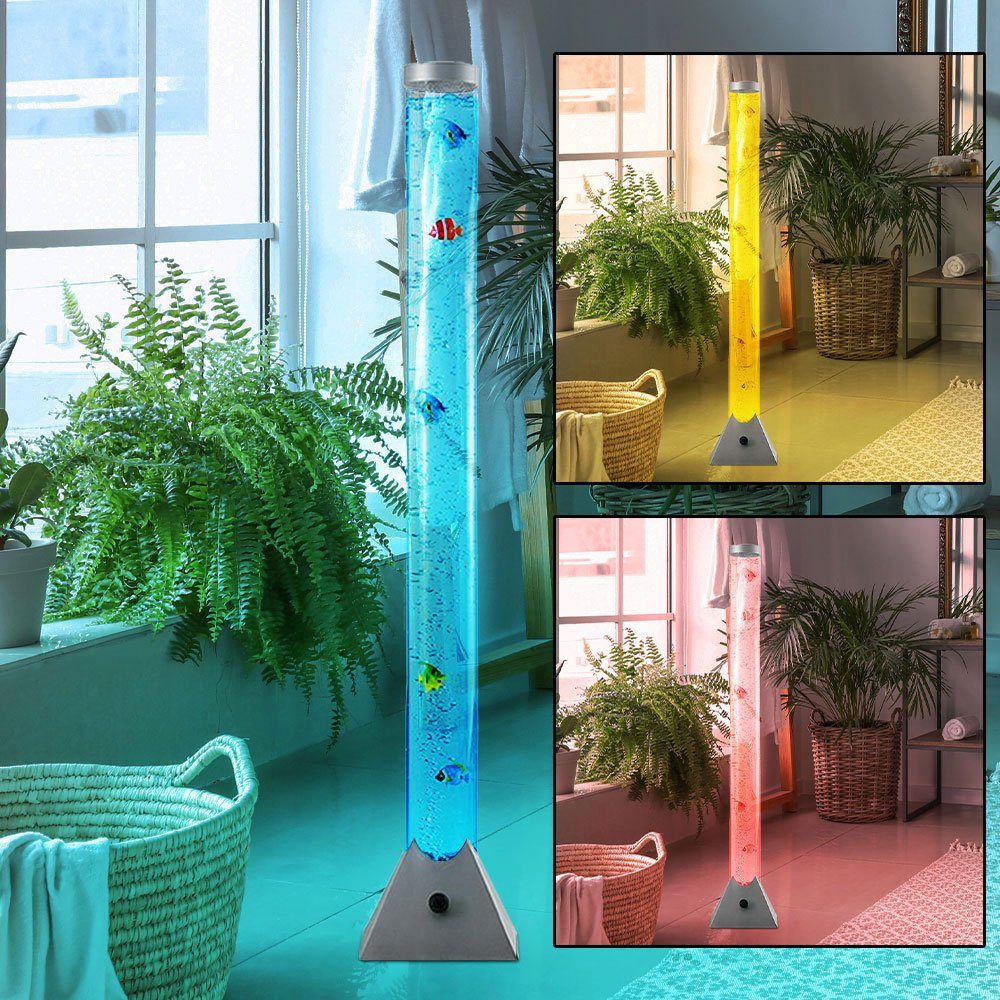 GLOBO LIGHTING LED Stehlampe, LED-Leuchtmittel fest verbaut, LED Wassersäule Steh Leuchte 10 Deko-Fische Wohnraum Beleuchtung Stand