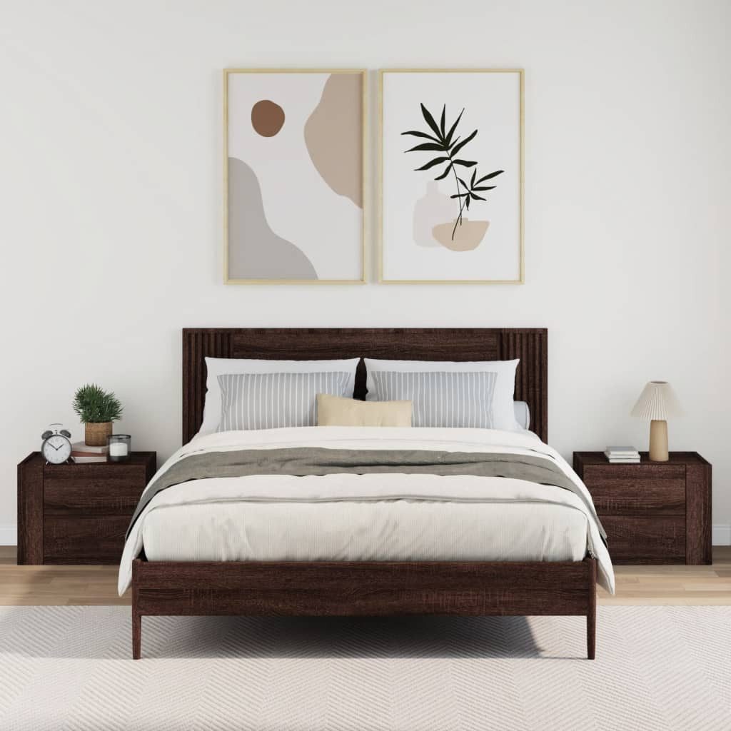 vidaXL Nachttisch Wand-Nachttische 2 Stk. Braun günstig online kaufen