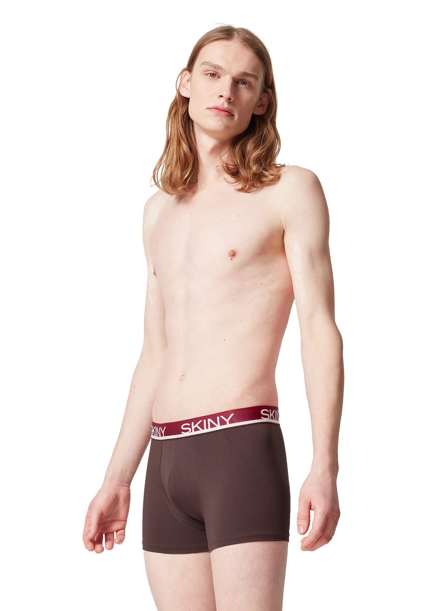 Skiny Pants Trunks, Boxer Bordeaux/Hellgrau/Rot 3er - Herren Boxer Shorts Pack