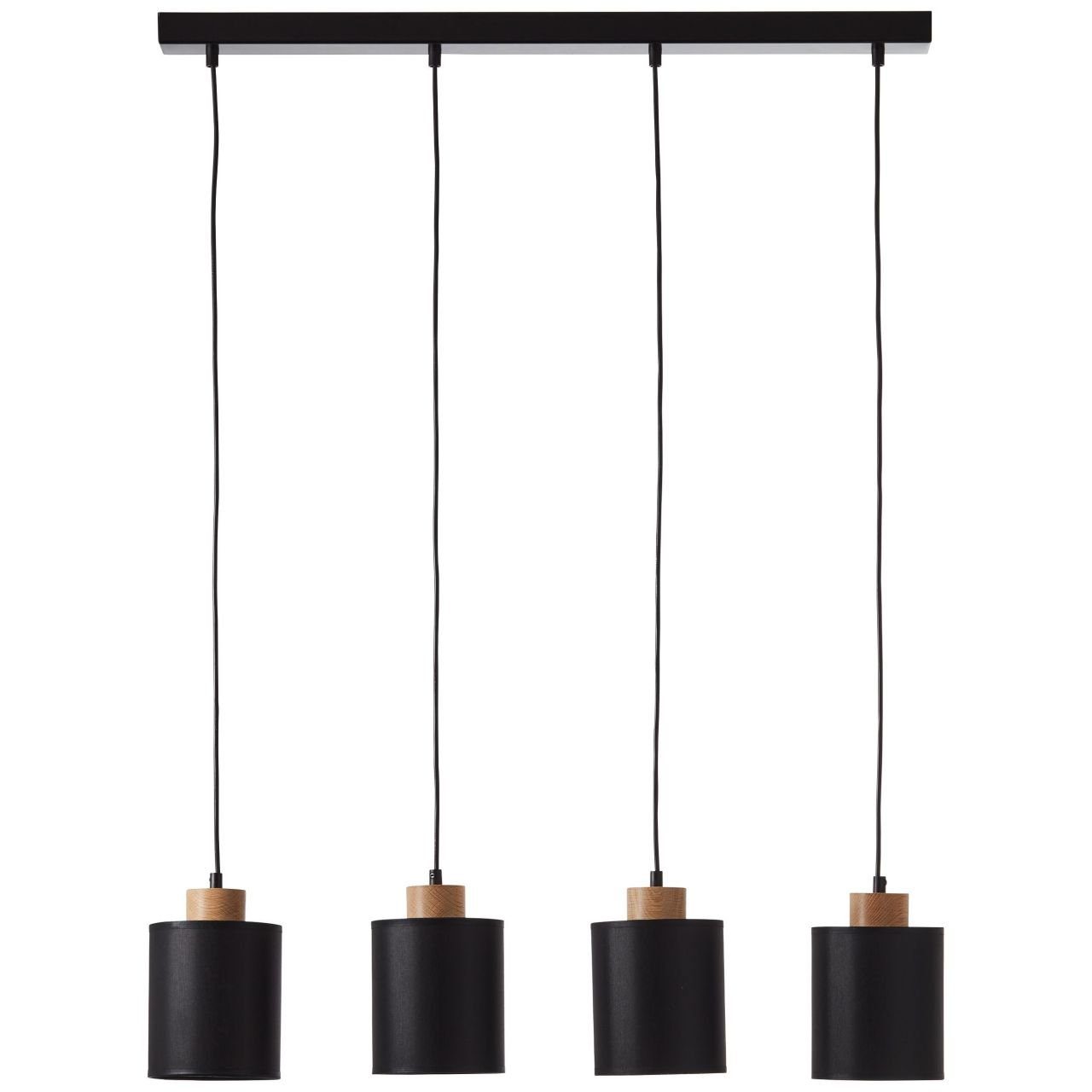 4flg Pendelleuchte Lampe, Brilliant Vonnie Pendelleuchte Vonnie, schwarz/holzfarbend, Metall/Holz/Text