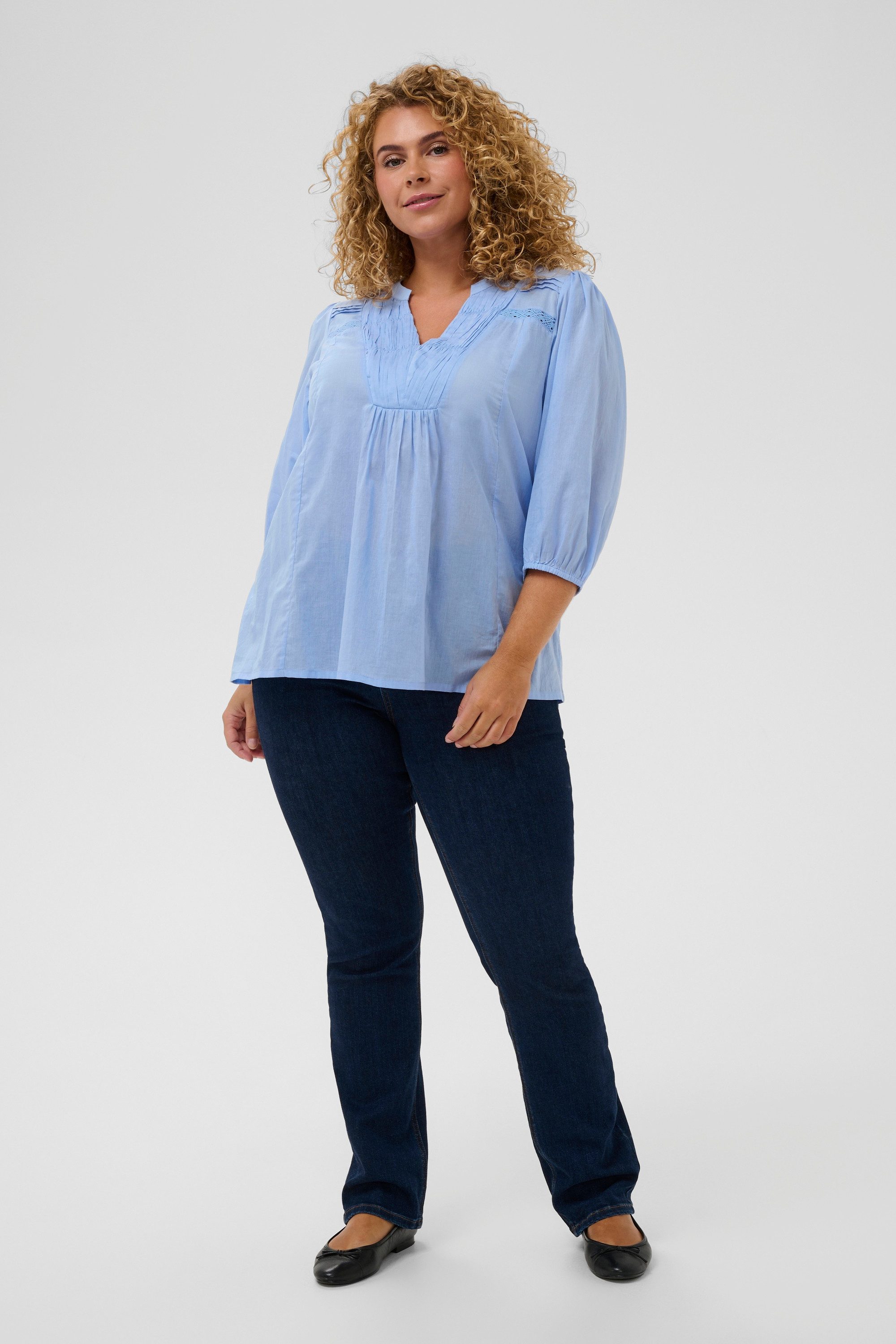 KAFFE Curve Kurzarmbluse Kurzarm-Bluse KCkarlia Große Größen günstig online kaufen