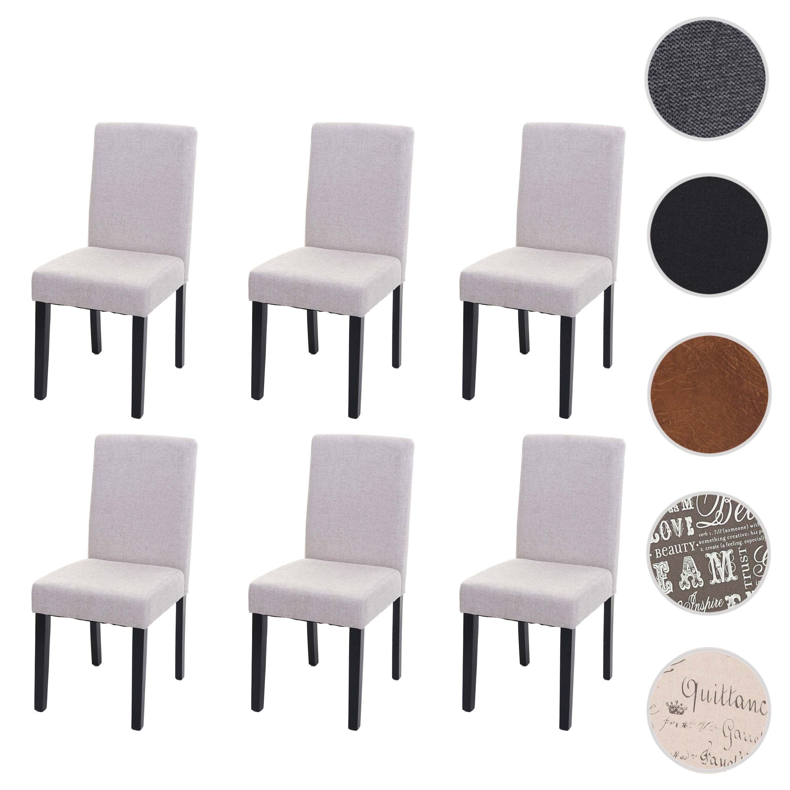 MCW Esszimmerstuhl Littau 6er-Set Textil Creme-Beige Dunkle Beine günstig online kaufen
