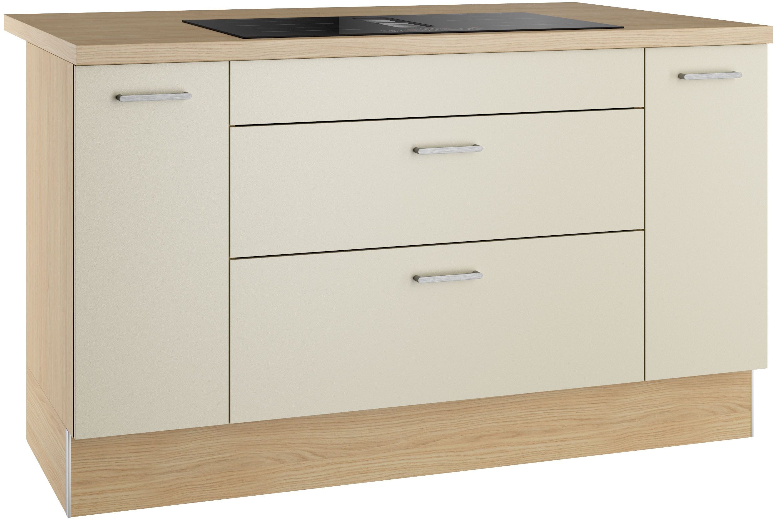 KOCHSTATION Kücheninsel KS-Lucy, Breite 151 cm, Vollauszüge, wahlweise mit Kochfeld mit Muldenlüfter