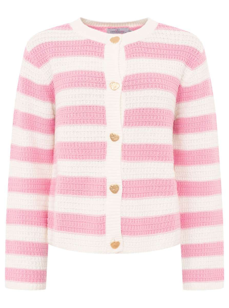 Zwillingsherz Strickjacke Strickjacke mit goldenen Knöpfen
