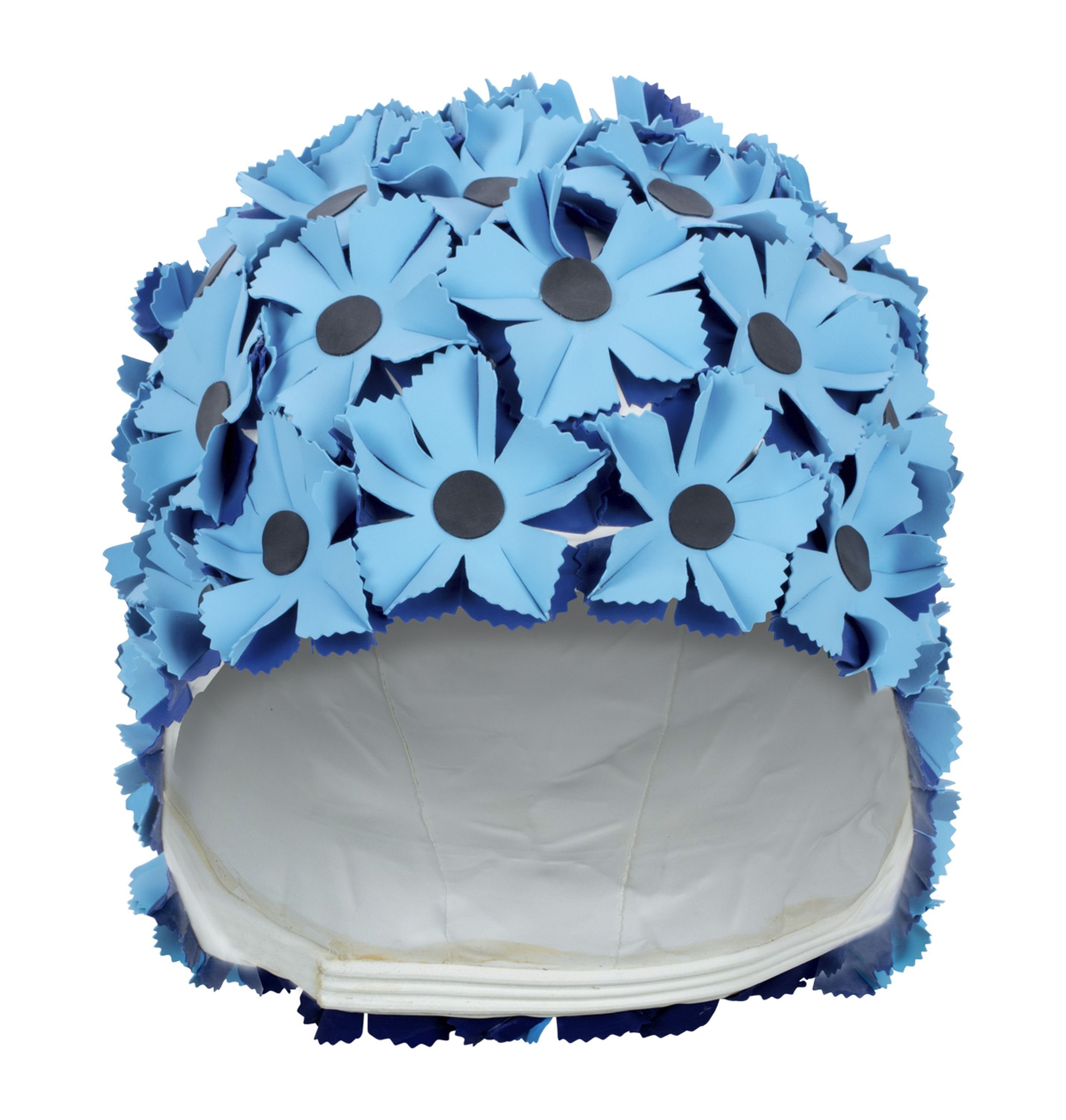 Fashy Badekappe Fashy - Badehaube Gummibadehaube Badekappe Gummi Blüten Blau Schwarz