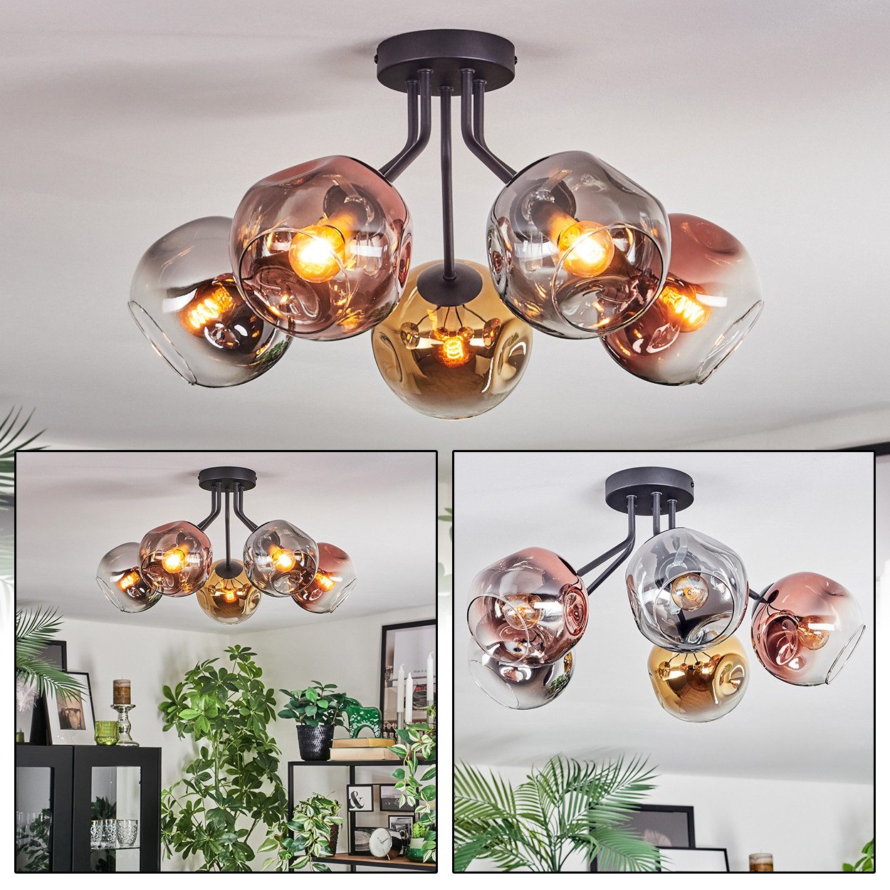 hofstein Deckenleuchte Deckenlampe aus Metall/Glas in günstig online kaufen