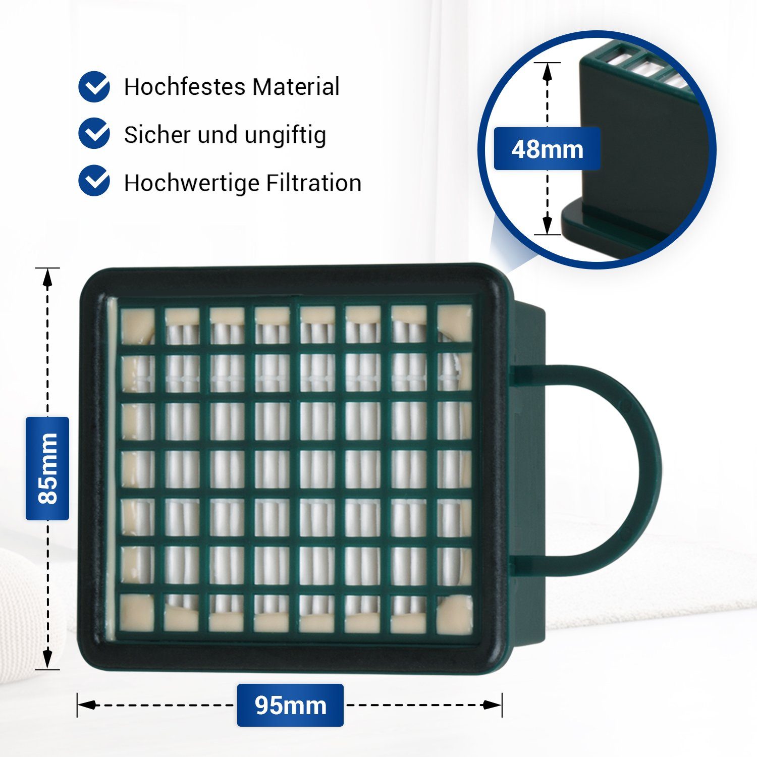 VIOKS Abluftfilter Ersatz für Vorwerk FL-H13, Hepa-Filter für VK 130 / 131 / 131 SC Stielstaubsauger