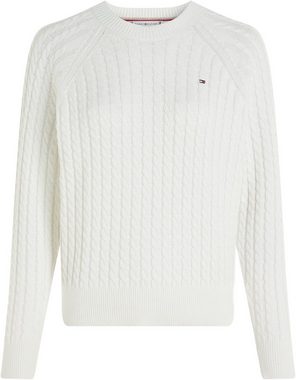 Tommy Hilfiger Rundhalspullover CO CABLE C-NK SWEATER mit Zopfmuster