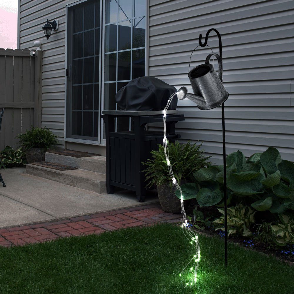 LED etc-shop Gießkanne LED Garten draußen LED-Leuchtmittel Solarleuchte, mit fest Wasserfall Gießkanne verbaut, Solar Deko