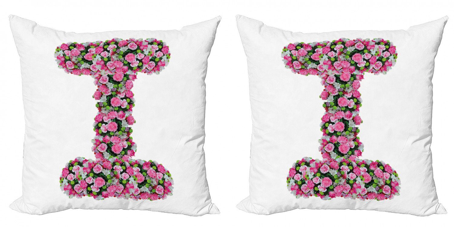 Kissenbezüge Modern Accent Doppelseitiger Digitaldruck, Abakuhaus (2 Stück), Buchstabe I Blühender Blumenstrauß