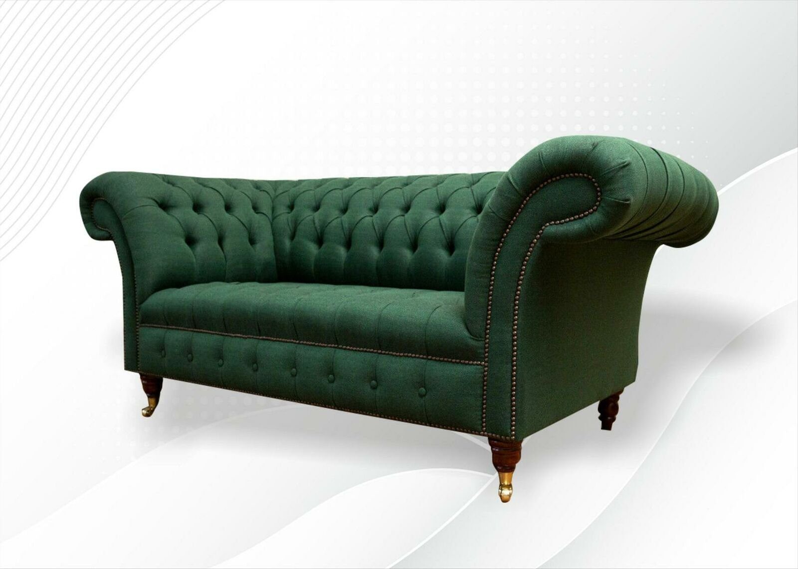 JVmoebel Chesterfield-Sofa Luxus Moderner grüner in Textil Zweisitzer Made Sofa Neu, Chesterfield Europe