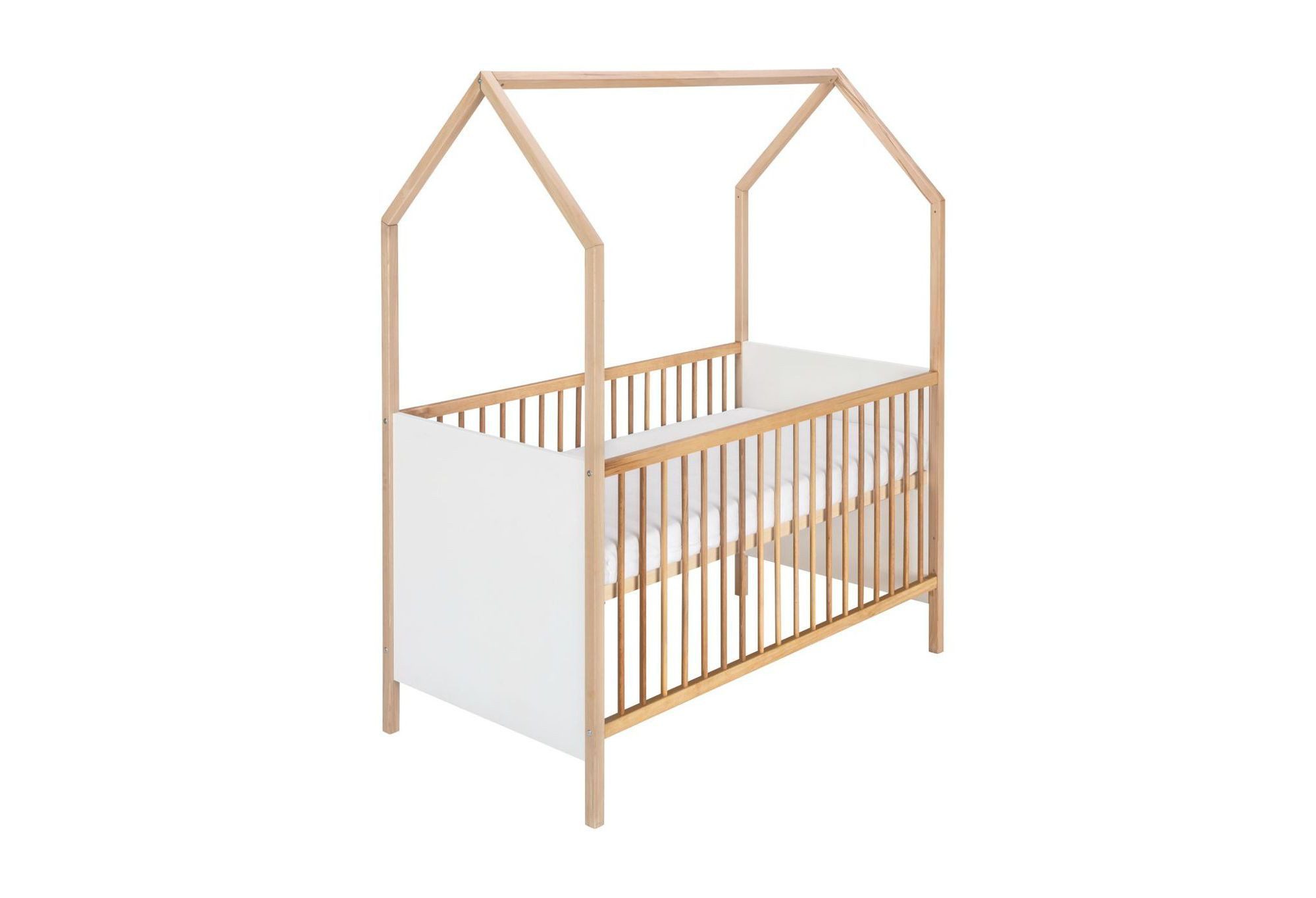 Schardt Babybett Hausbett Venice weiß/geölt 70x140 cm, Made in Germany, umbaubar zum Juniorbett