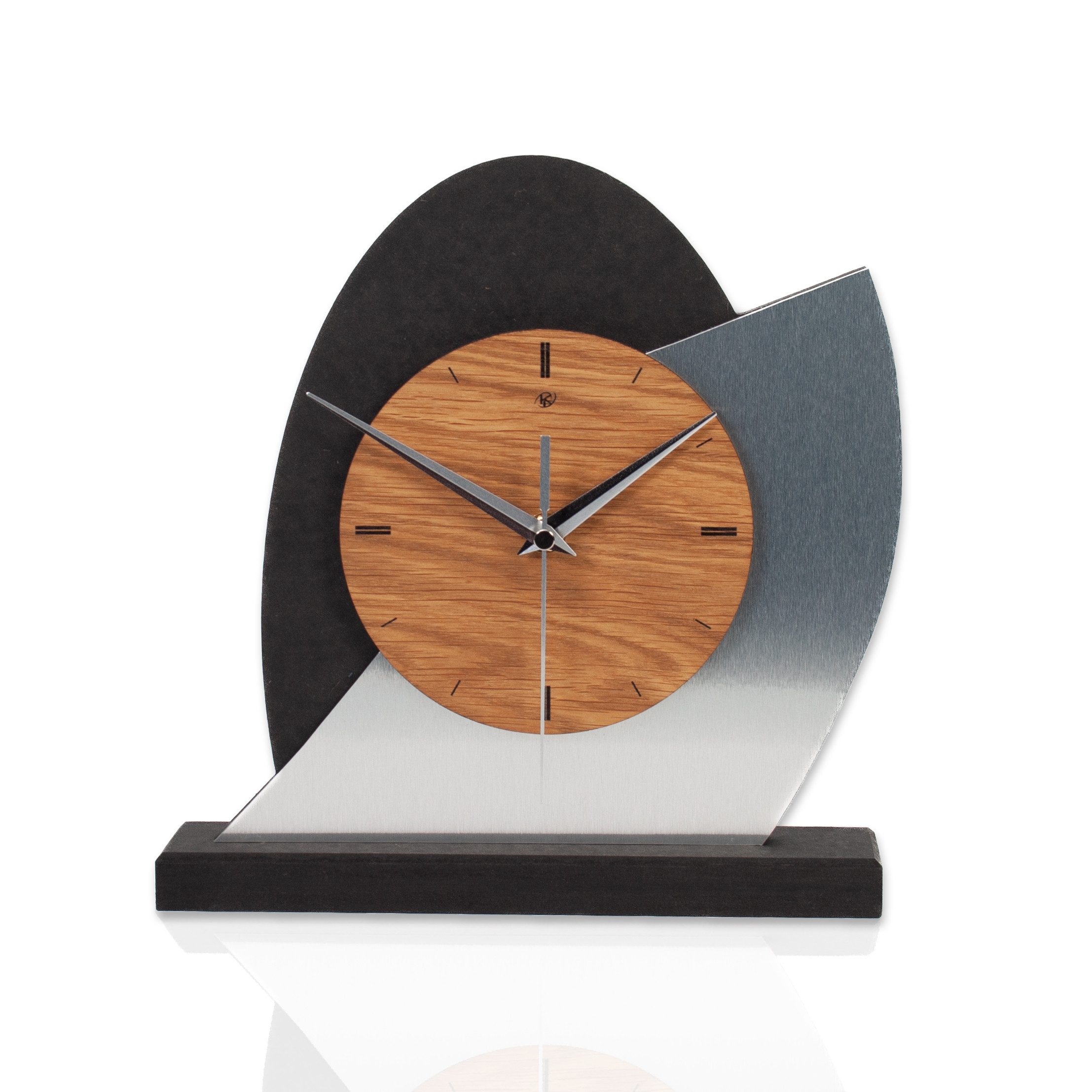 Kreative Feder Standuhr Designer-Standuhr „Silver Dome“ aus Holz, Tischuhr günstig online kaufen