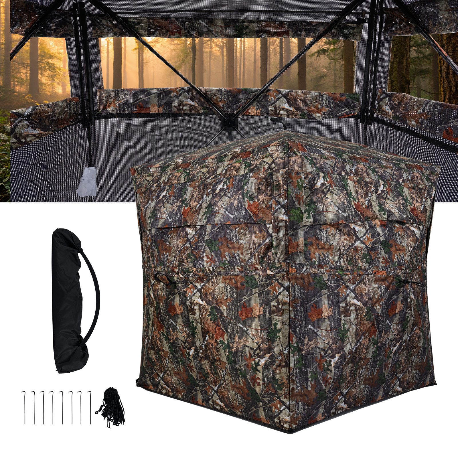 COSTWAY Angelzelt, Personen: 4, 360° Einweg-Durchsicht Pop-up Tarnzelt