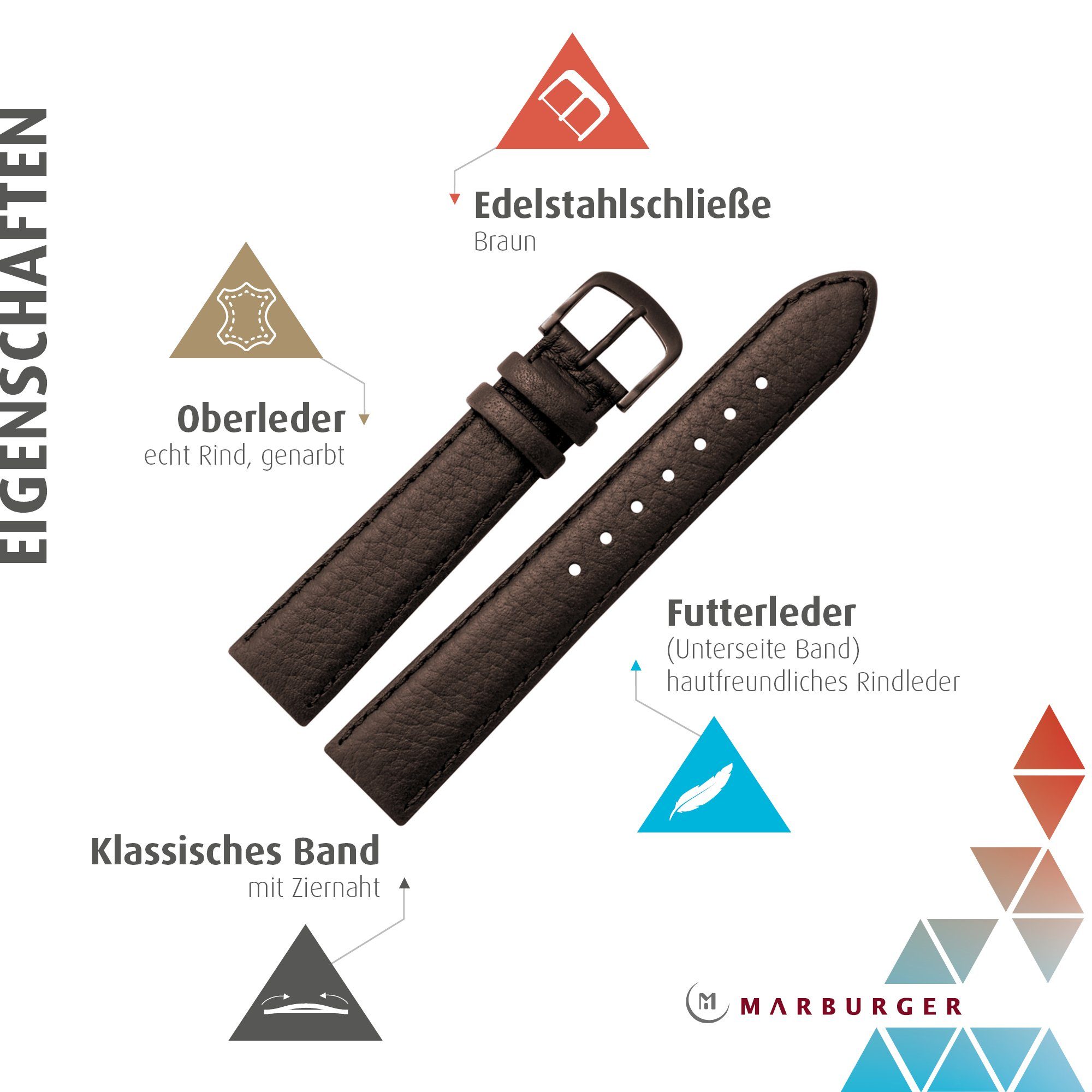 MARBURGER Uhrenarmband 20mm Leder Shrunk Geschmrumpft günstig online kaufen
