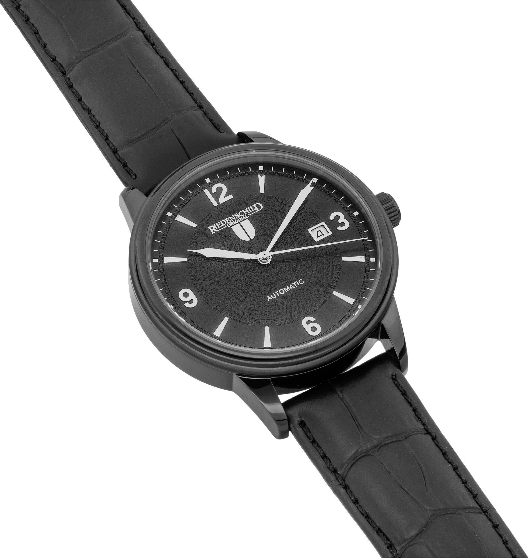 Riedenschild Automatikuhr RS7605-03 Herrenuhr Schwarz Lederband 42 mm RS7605-03