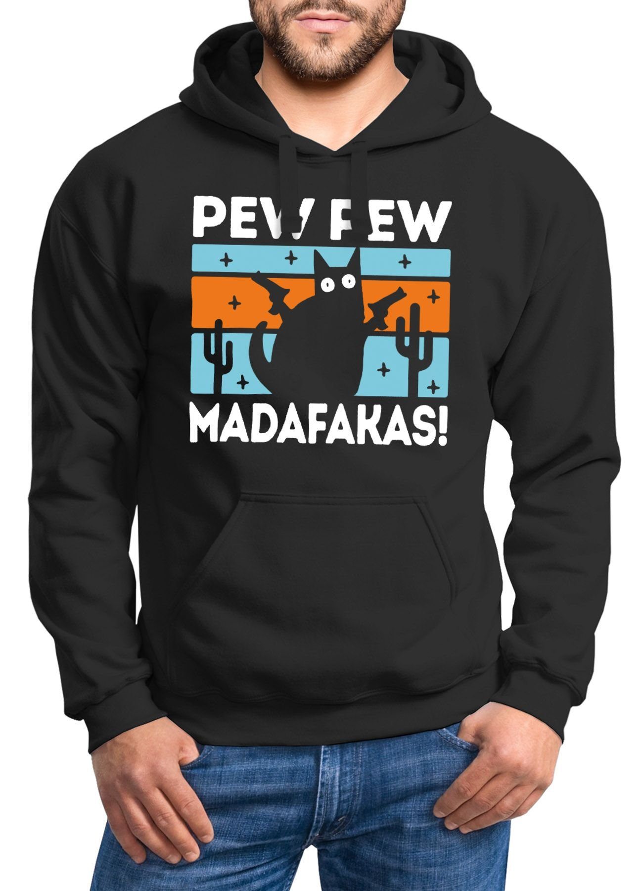 MoonWorks Hoodie Hoodie Herren Pew Pew Madafakas Katze Cat crazy verrückt l günstig online kaufen