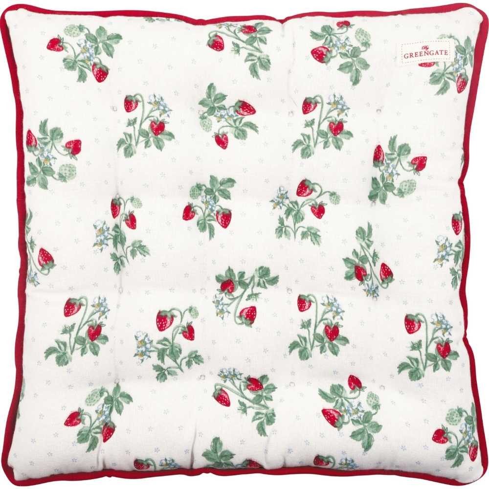 Greengate Sitzkissen Greengate Sitzkissen BERRY Weiß mit Erdbeeren