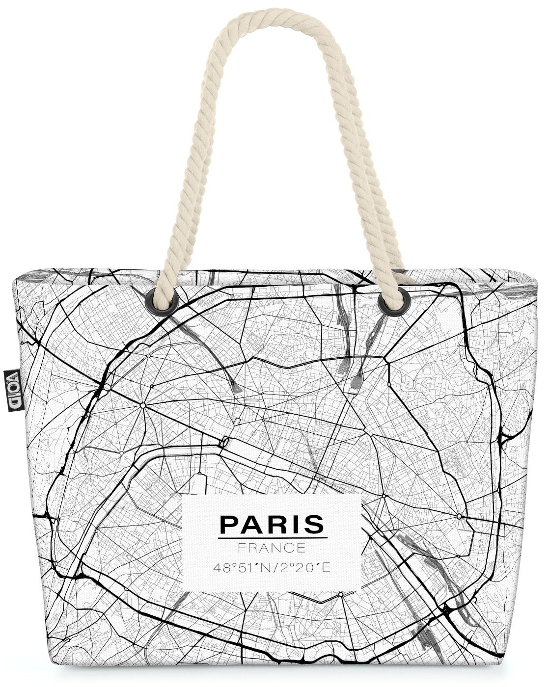 VOID Strandtasche (1-tlg), Paris Karte Beach Bag Paris Karte Eiffel-Turm Liebe Stadtplan Stadtkarte Stadt