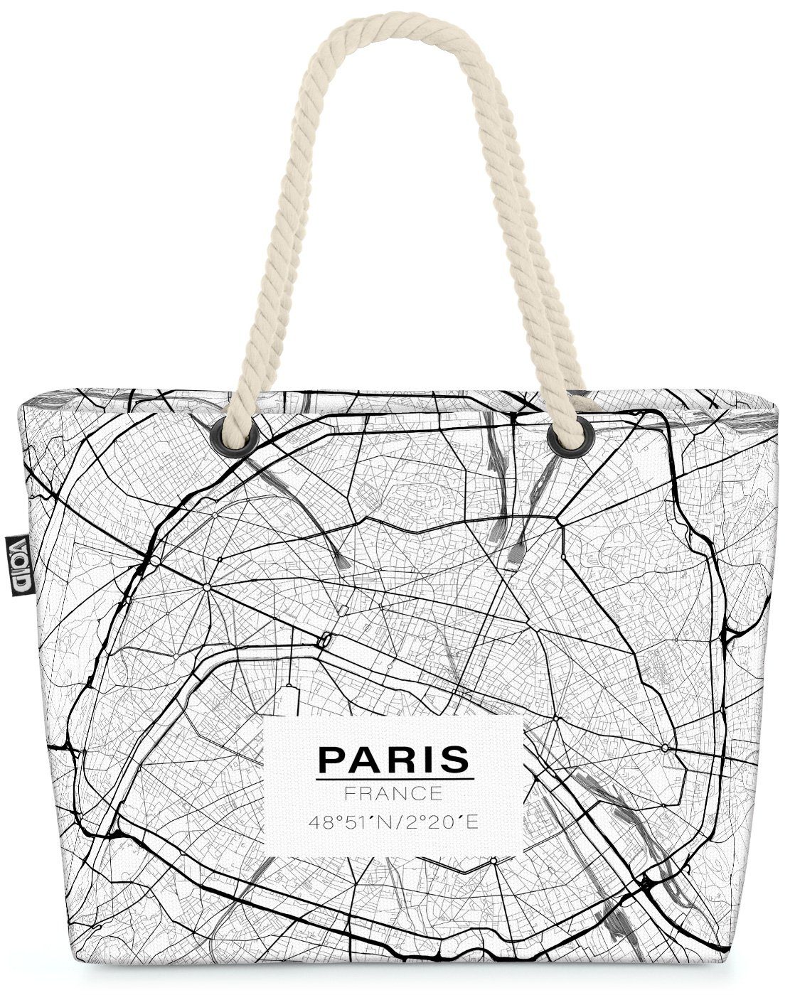 VOID Strandtasche (1-tlg), Paris Karte Beach Bag Paris Karte Eiffel-Turm Liebe Stadtplan Stadtka