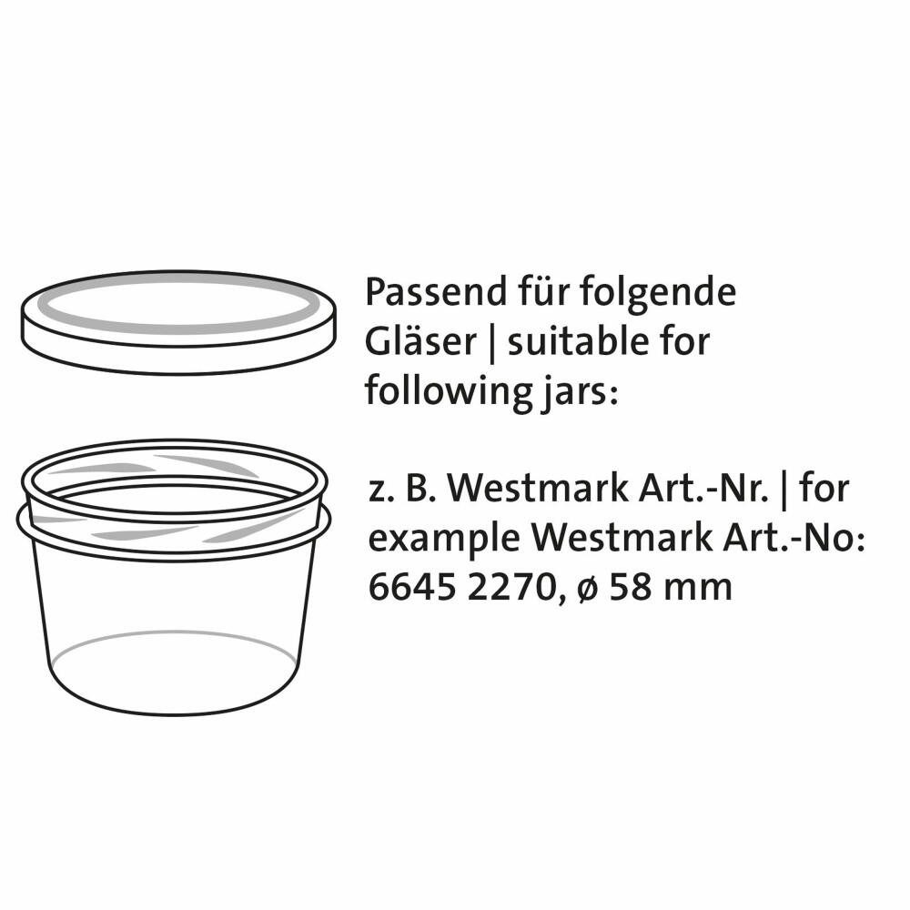 WESTMARK Einmachglas 15 Schraub-/Twist-Off-Deckel für Einmachgläser, rund, ø 58 mm, Weißblech – Bild 2 von 5