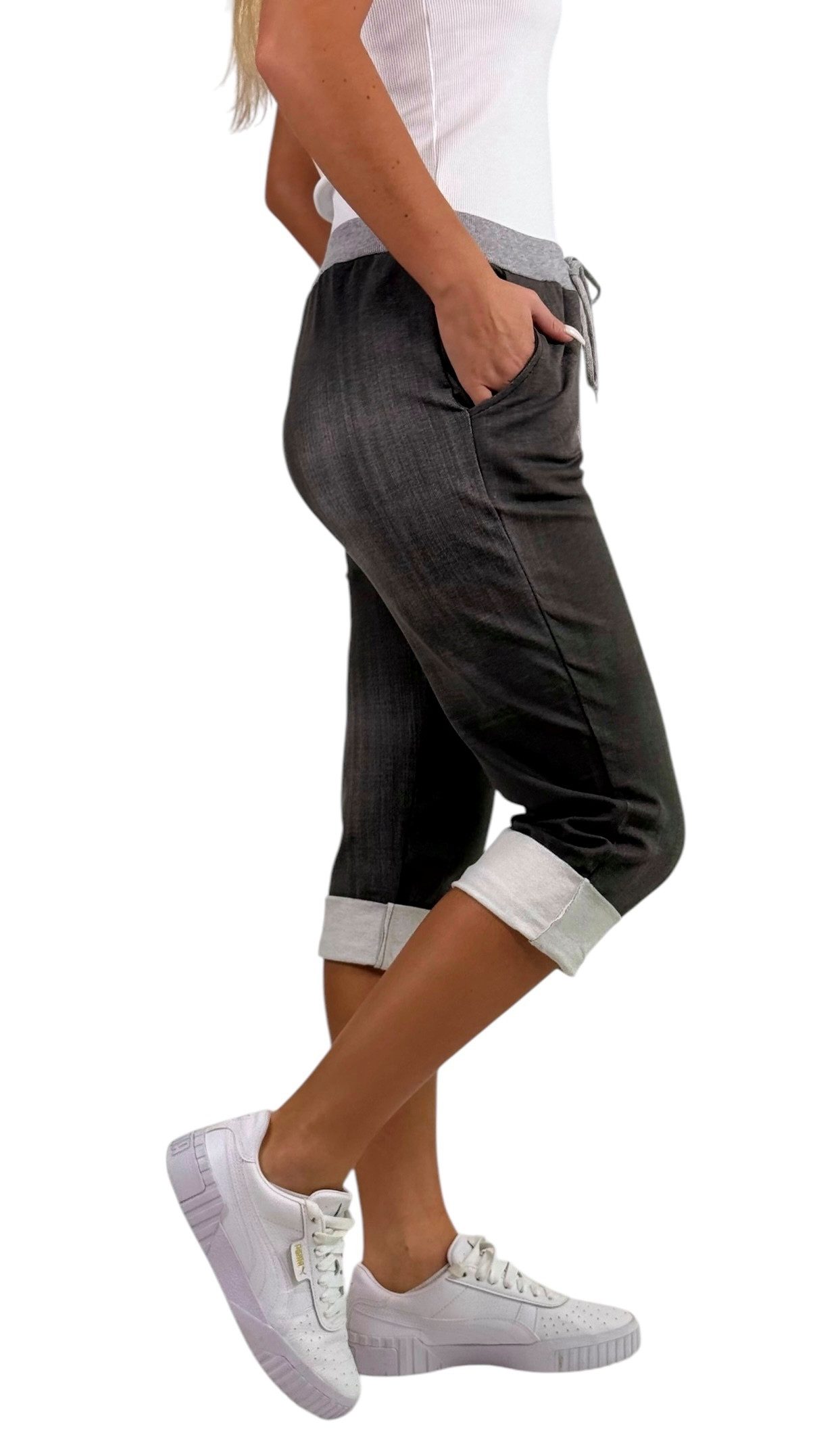 Mississhop Caprihose Damen Hose Blumen Jogginghose Capri günstig online kaufen