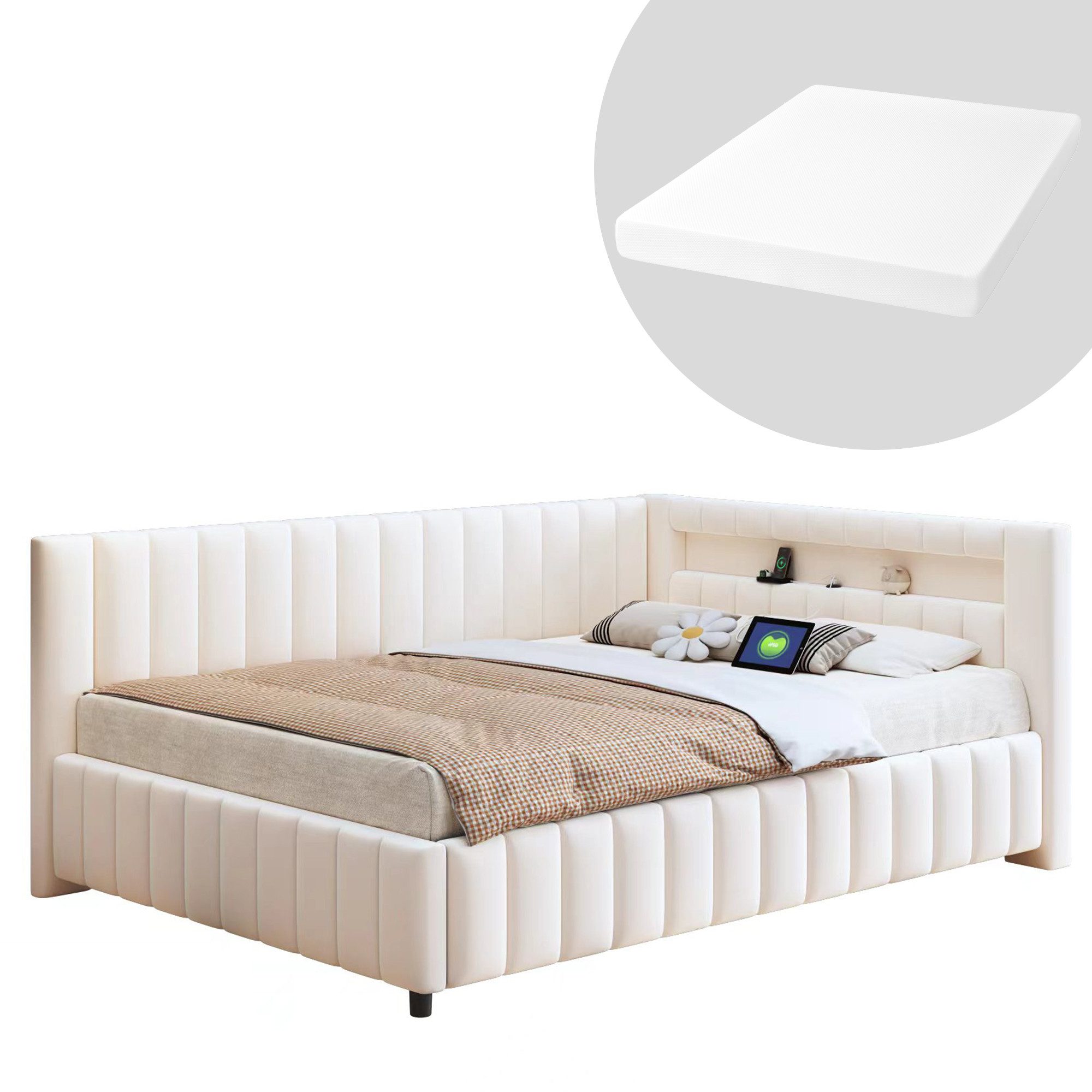 HAUSS SPOLE Schlafsofa 140x200 mit LED-Licht, günstig online kaufen