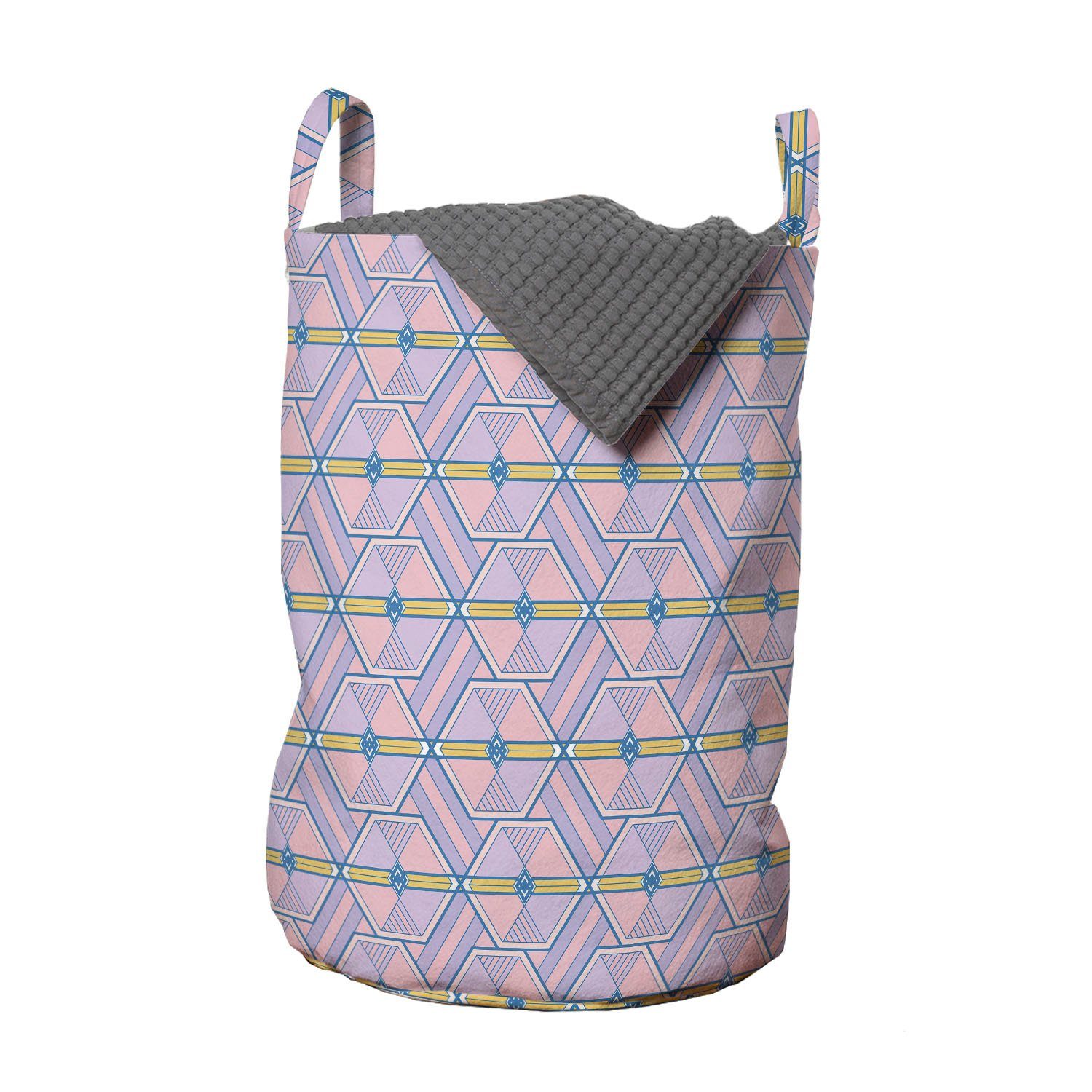 Abakuhaus Wäschesäckchen Wäschekorb mit Griffen Hexagons Waschsalons, Kordelzugverschluss geometrisch für