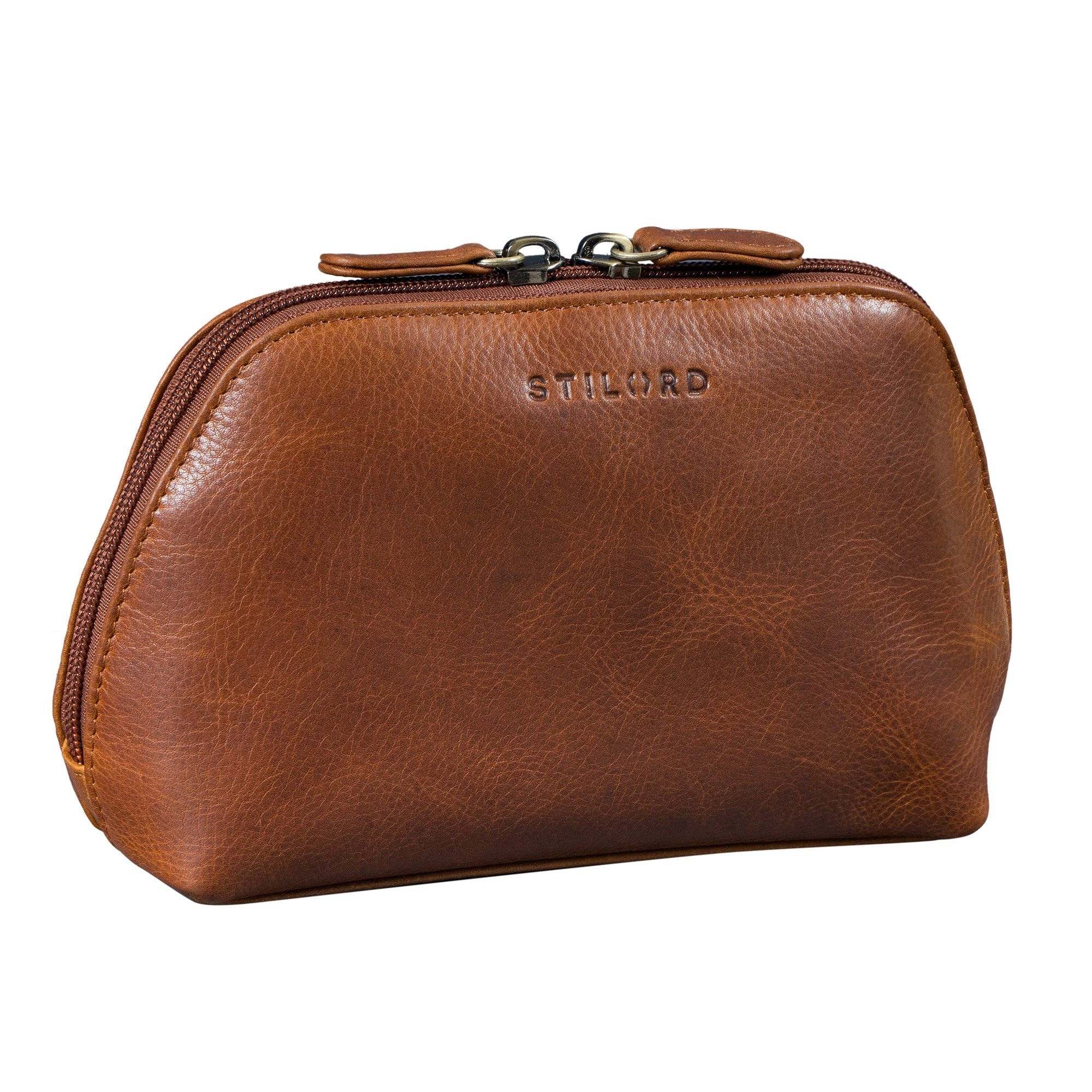 STILORD Kulturbeutel "Elma" Waschtasche Damen Leder Kulturbeutel Herren Klein