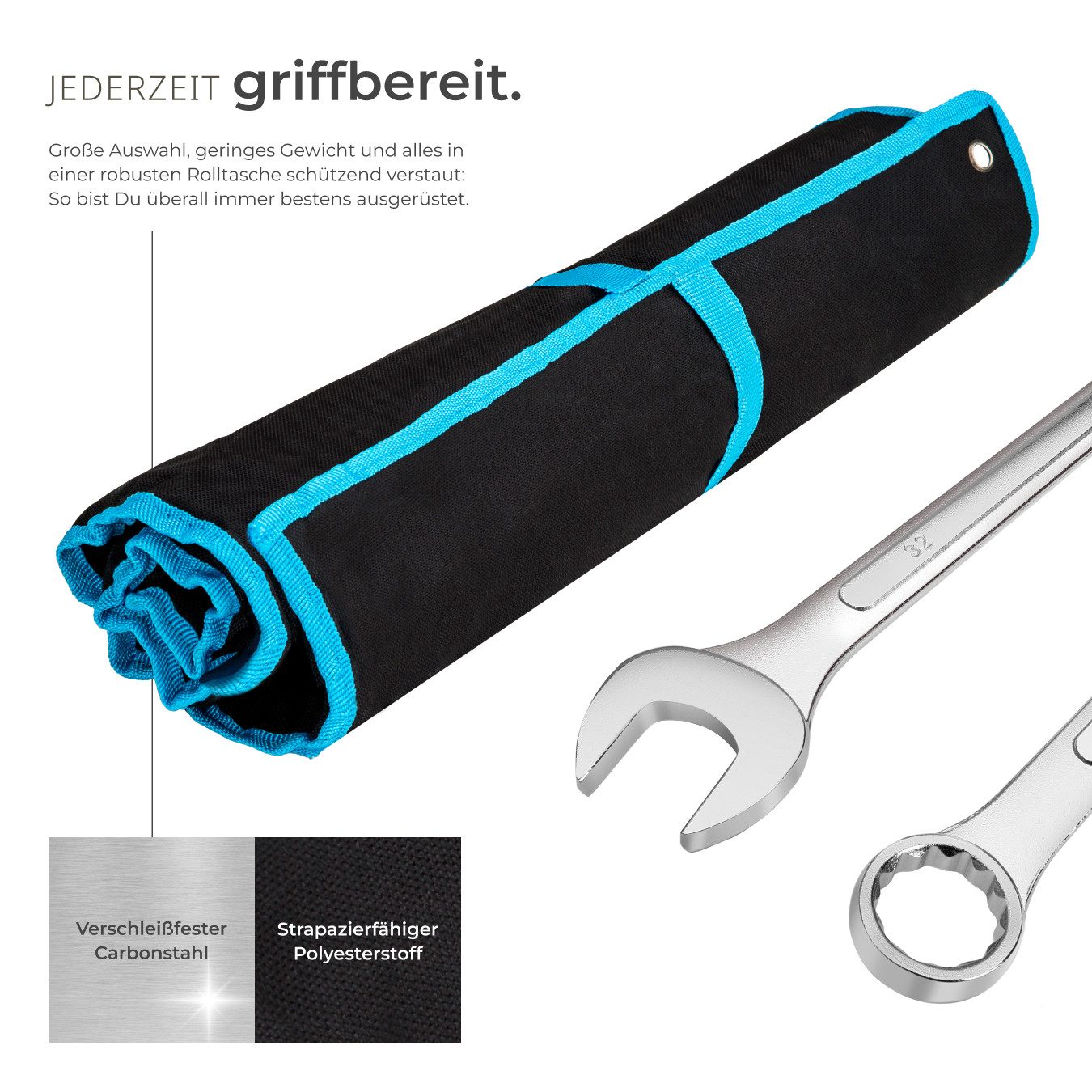 tectake Steckschlüssel Maul-Ringschlüsselsatz (1 St), 25-teilig