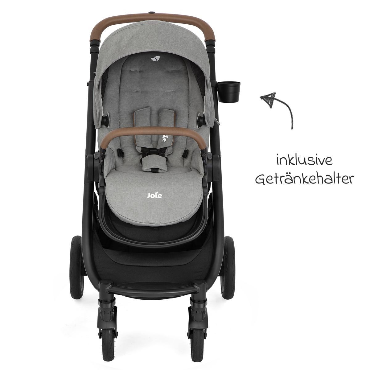 Joie Versatrax Pebble children's buggy, sports stroller with reclining function, adapter, rain cover & accessories up to 22 kg